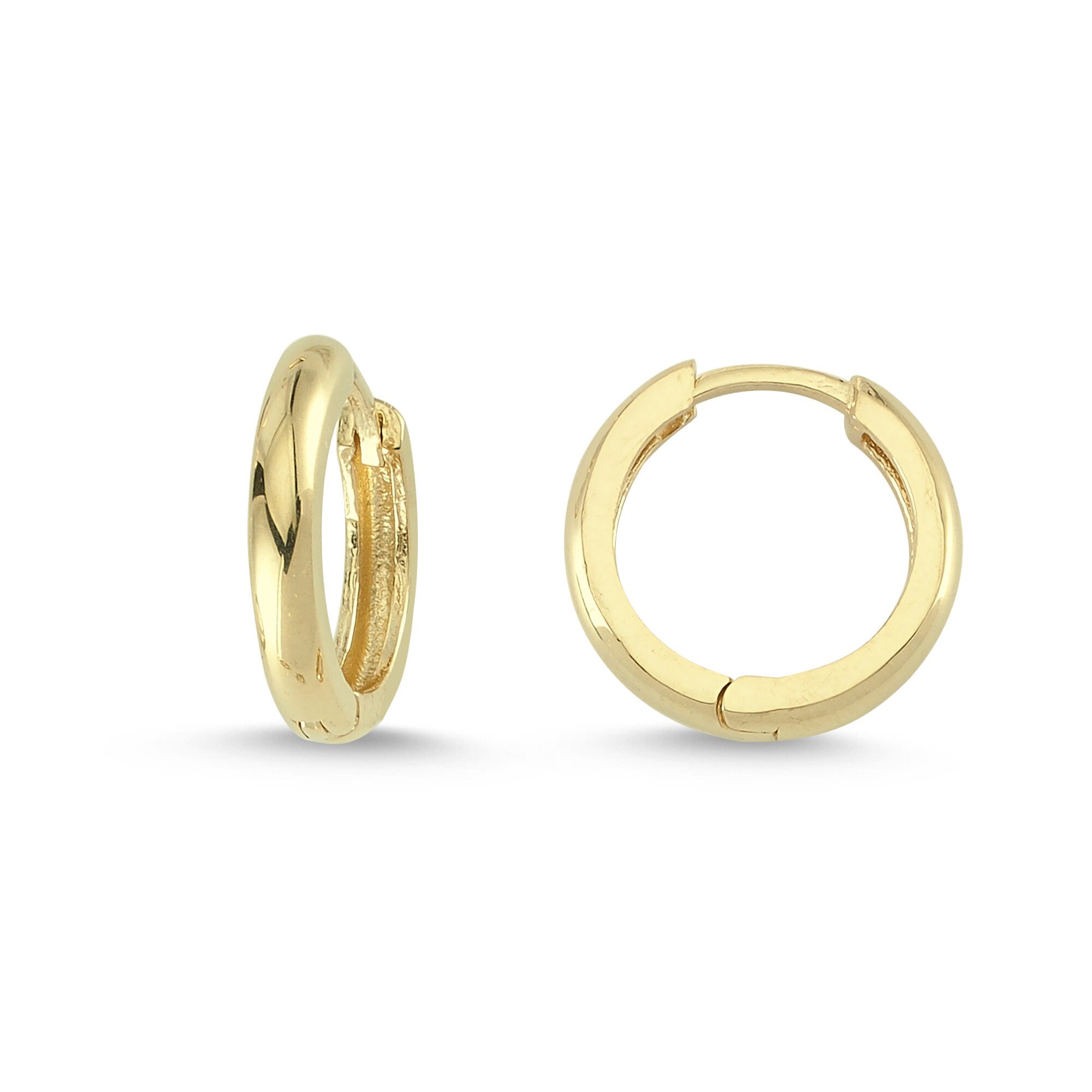 13mm Endless Hoop Earrings in Yellow Plain Gold