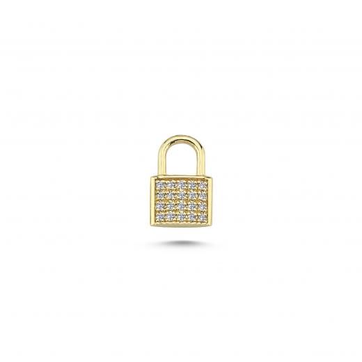 14k Gold Diamond Padlock Charm