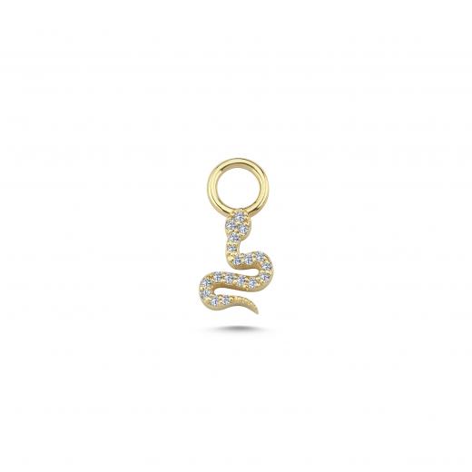 14k Gold Diamond Snake Charm