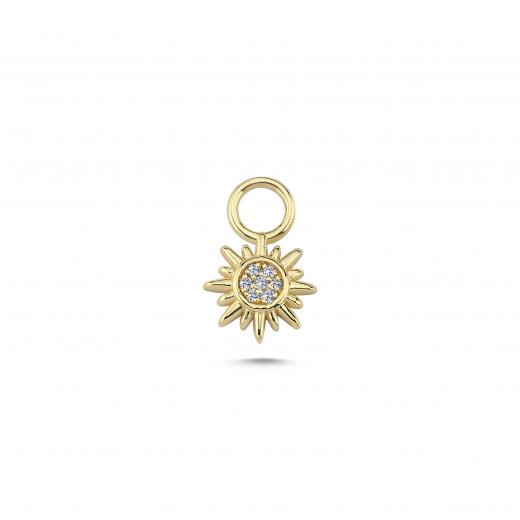 14k Gold Diamond Sun Charm