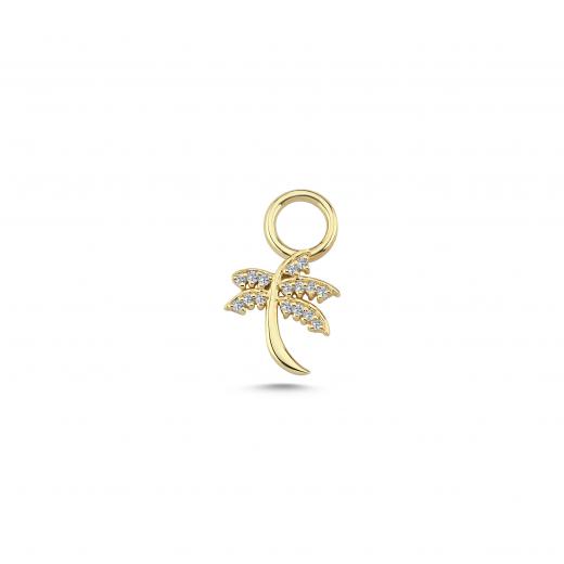 14k Gold Palm Tree Charm with Diamond