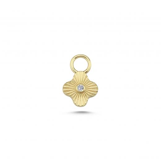 14k Gold Sunbeam Charm with Diamond