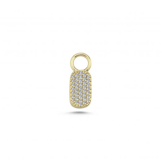 14k Gold Tag Charm with Pave Diamond