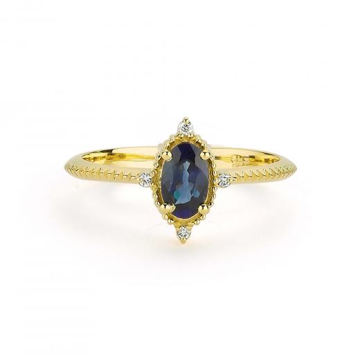 14k Natural Sapphire and Diamond Ring