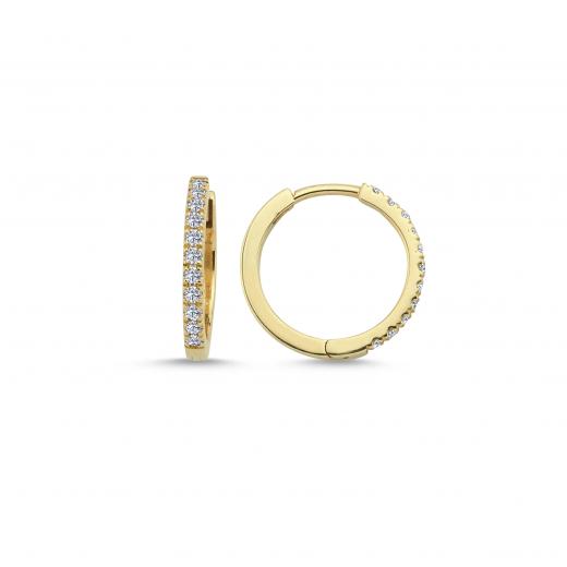 14k Solid Gold Diamond Hoop Earrings