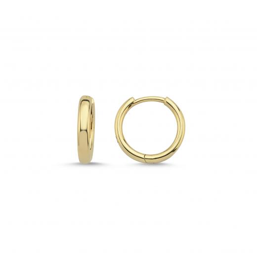 14k Solid Gold Domed Hoop Earrings