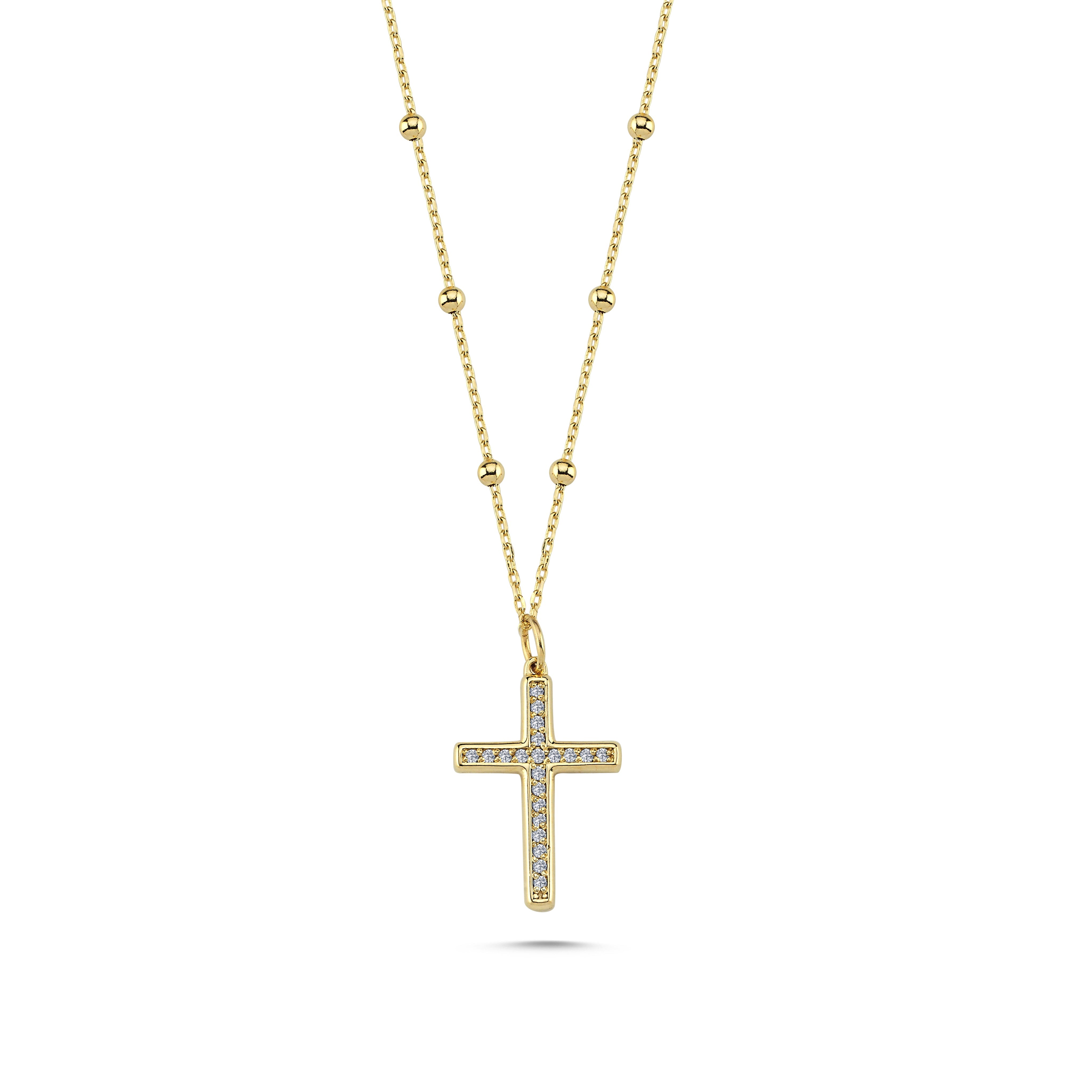 14k Cross Necklace with Ball Chain