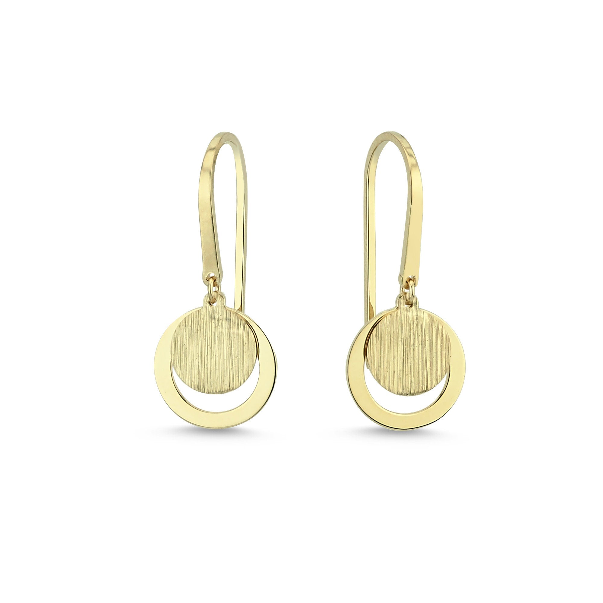 14k Dangle Multi Disc Charm Earrings with Matte Finish