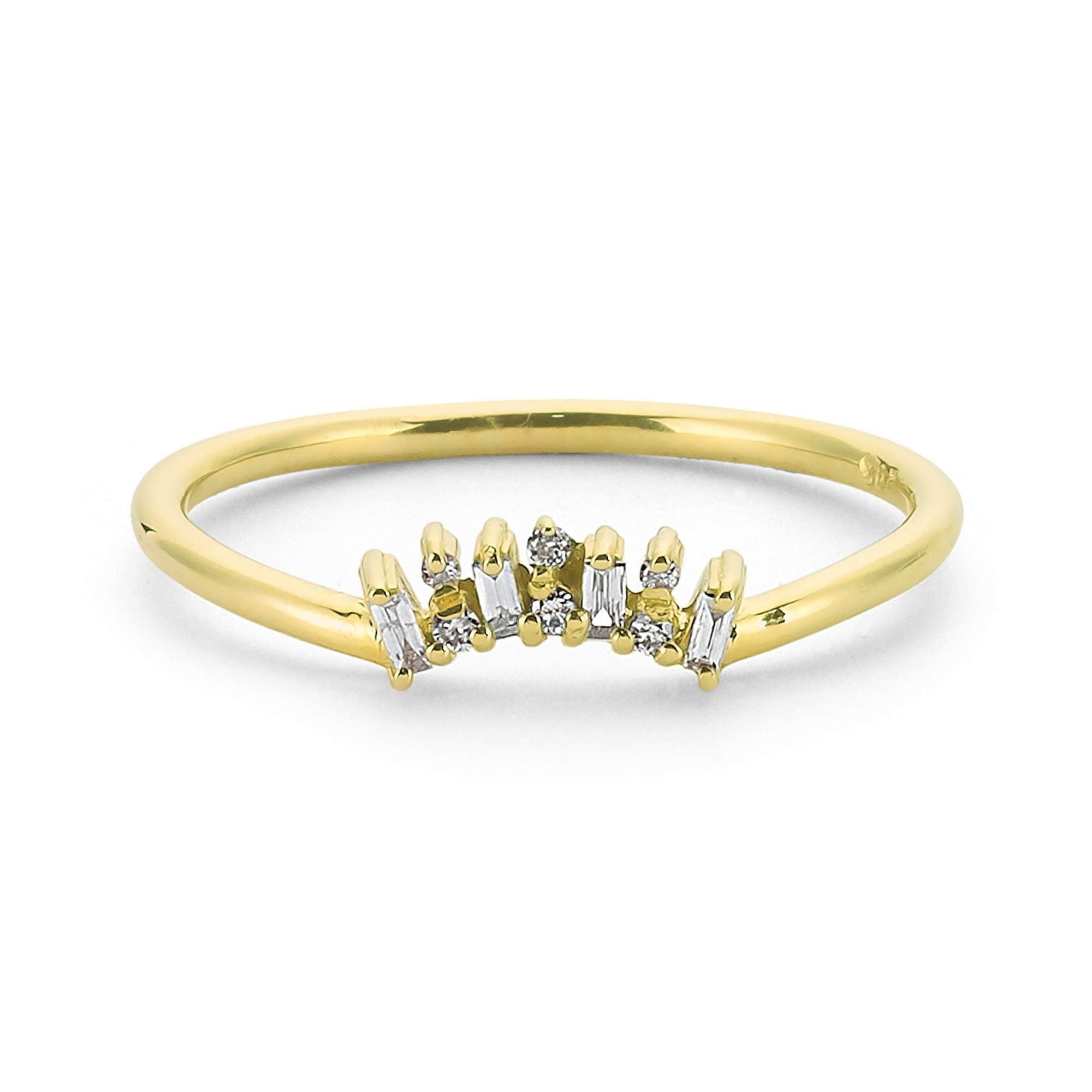 14k Diamond Curved Stackable Ring