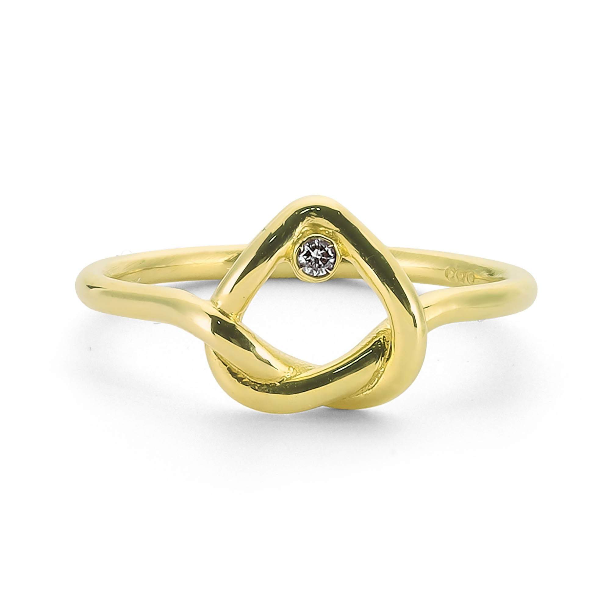 14k Diamond Knot Ring with Heart Shape