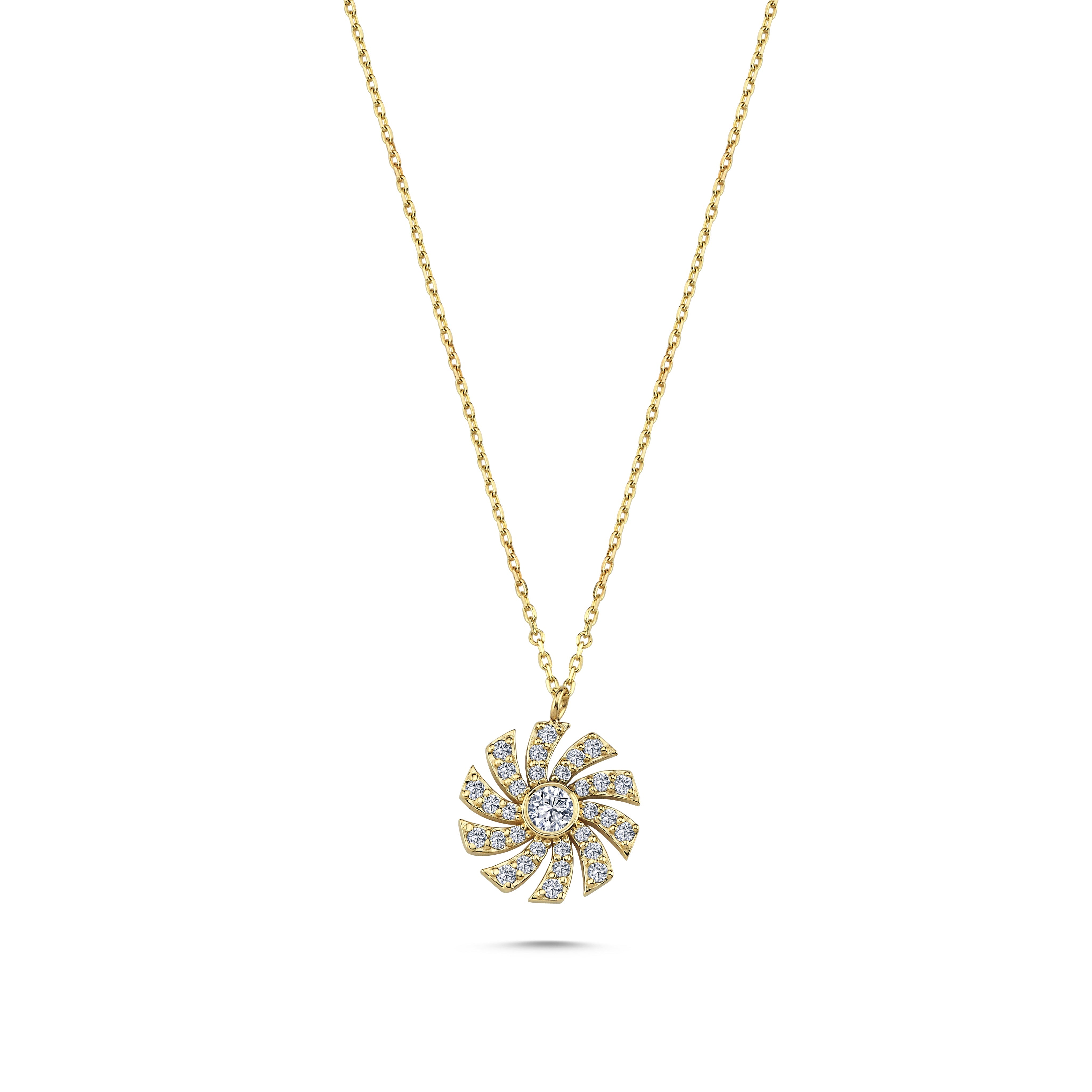 14k Diamond Sprial Necklace