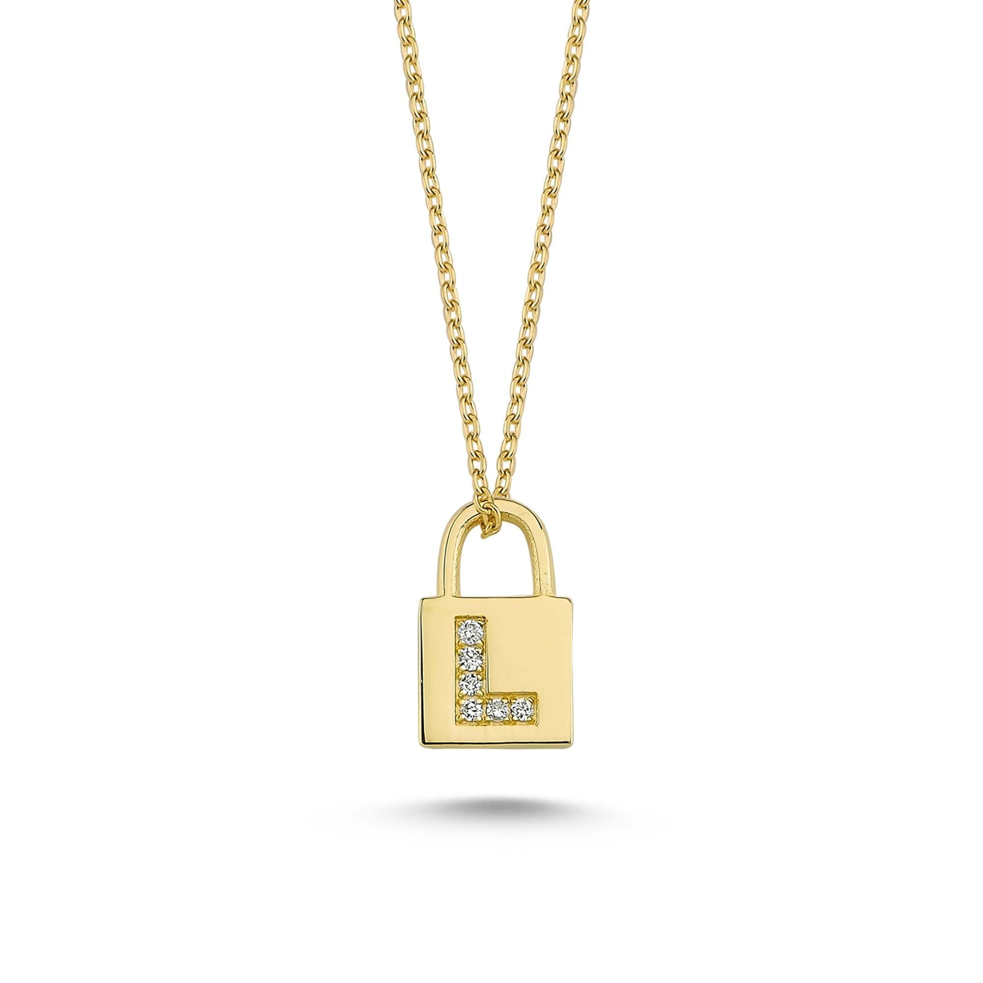 14k Gold and Small Diamond Initial L Necklace