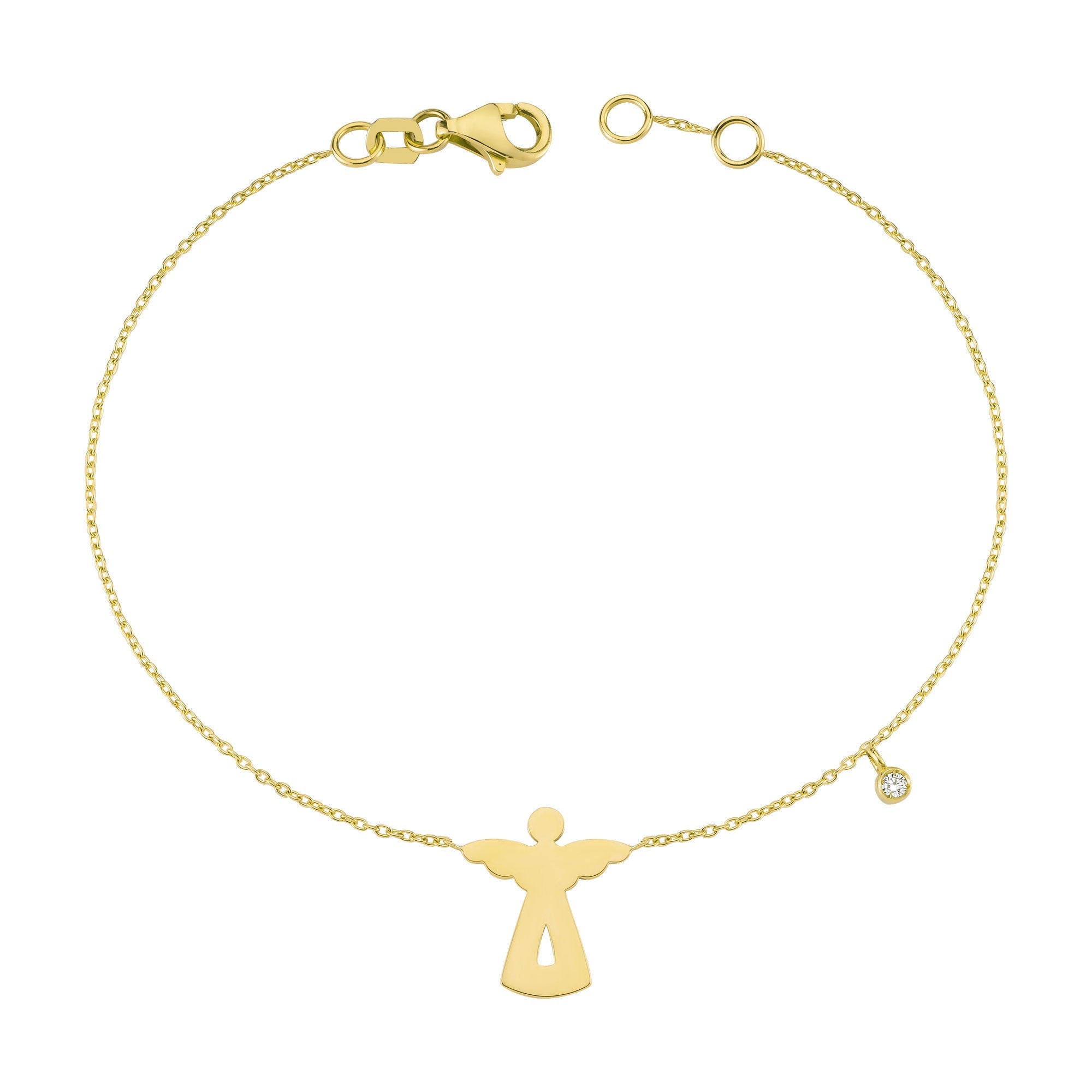 14k Gold Angle Charm Bracelet with Diamond