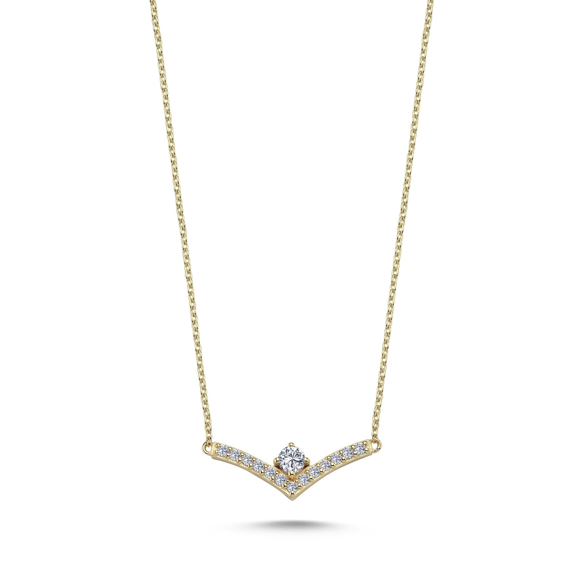 14k Gold Diamond Chevron Necklace