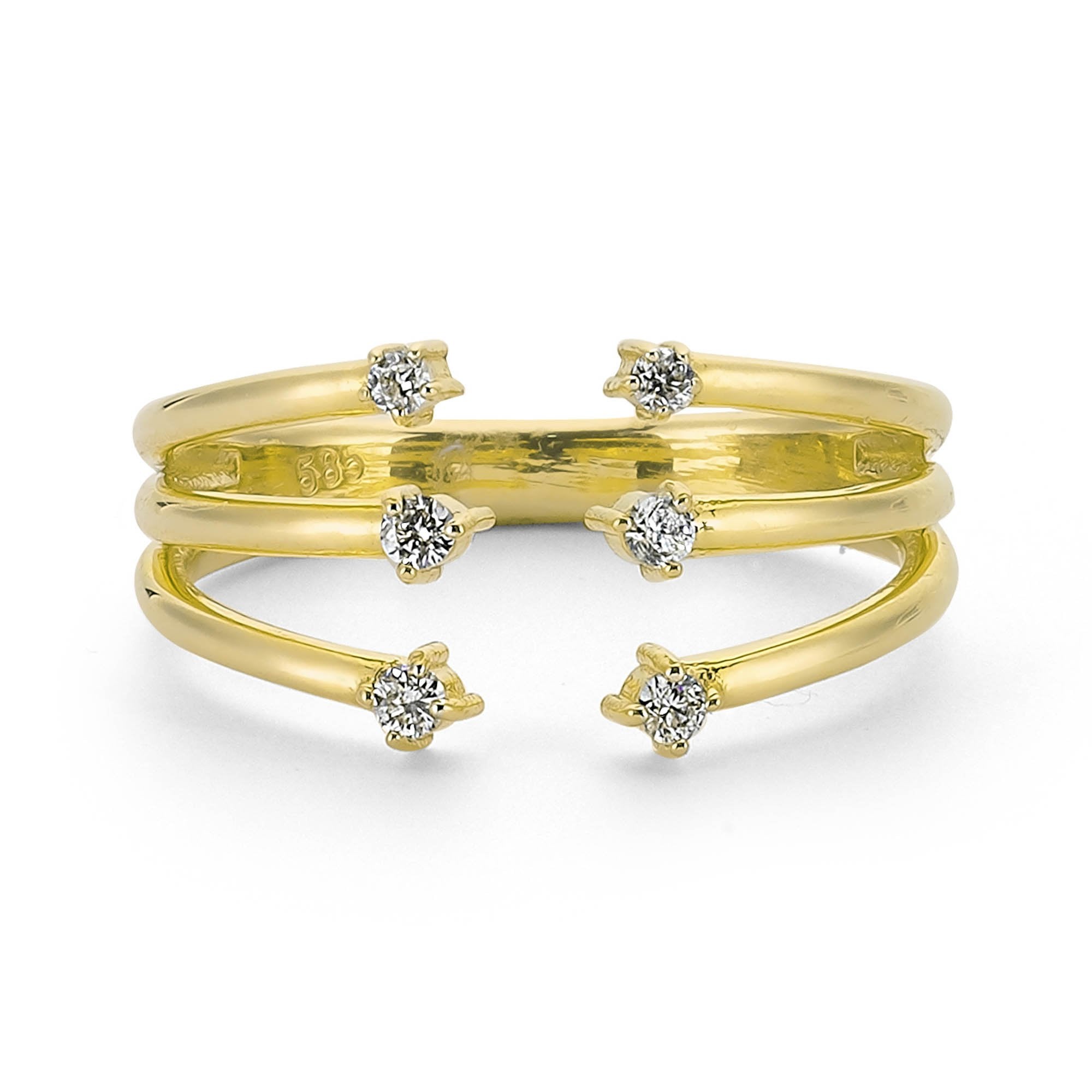 14k Gold Diamond Cuff Statement Ring