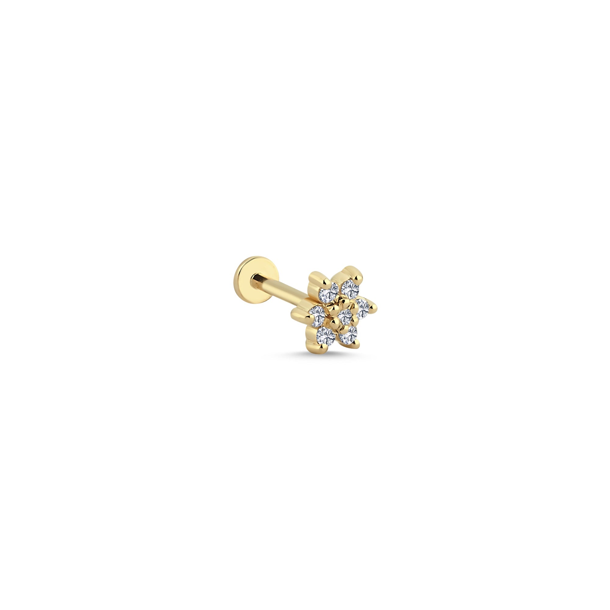 14k Gold Diamond Tragus Earring