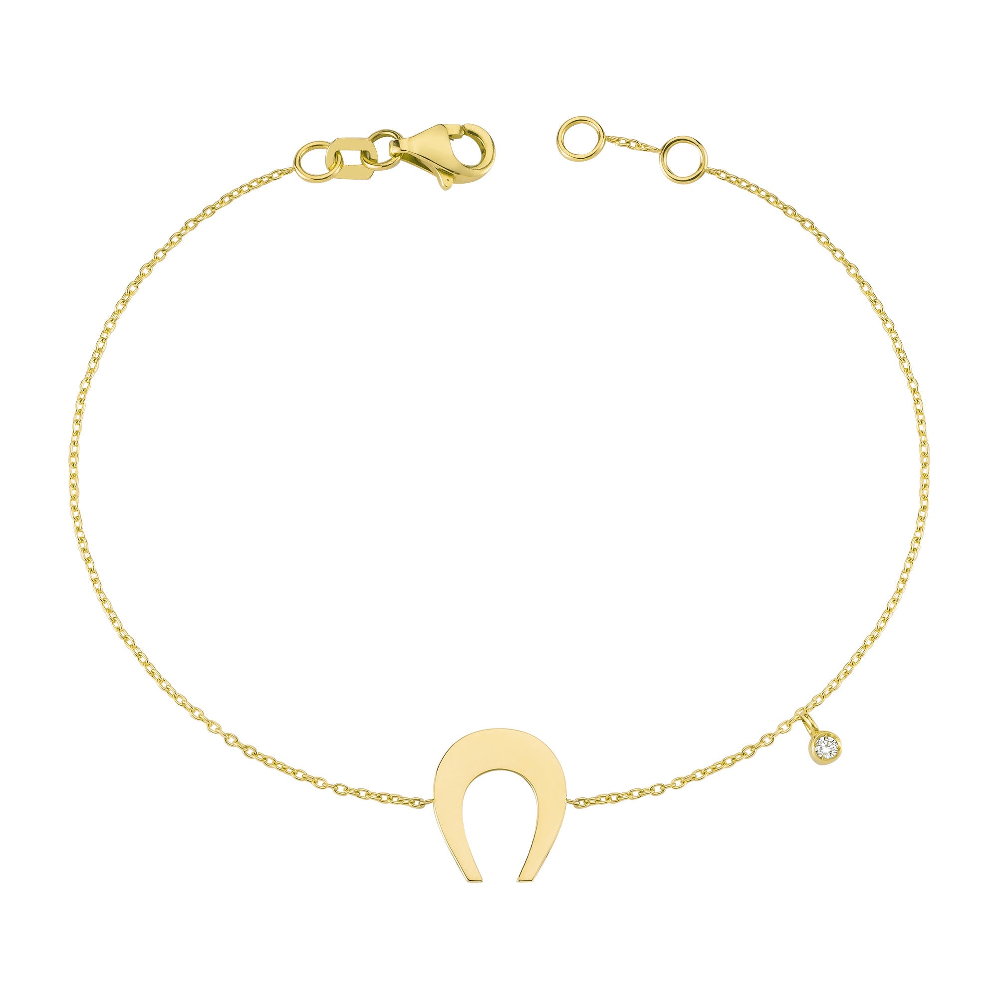 14k Good Luck Charm Bracelet with Diamond for Women