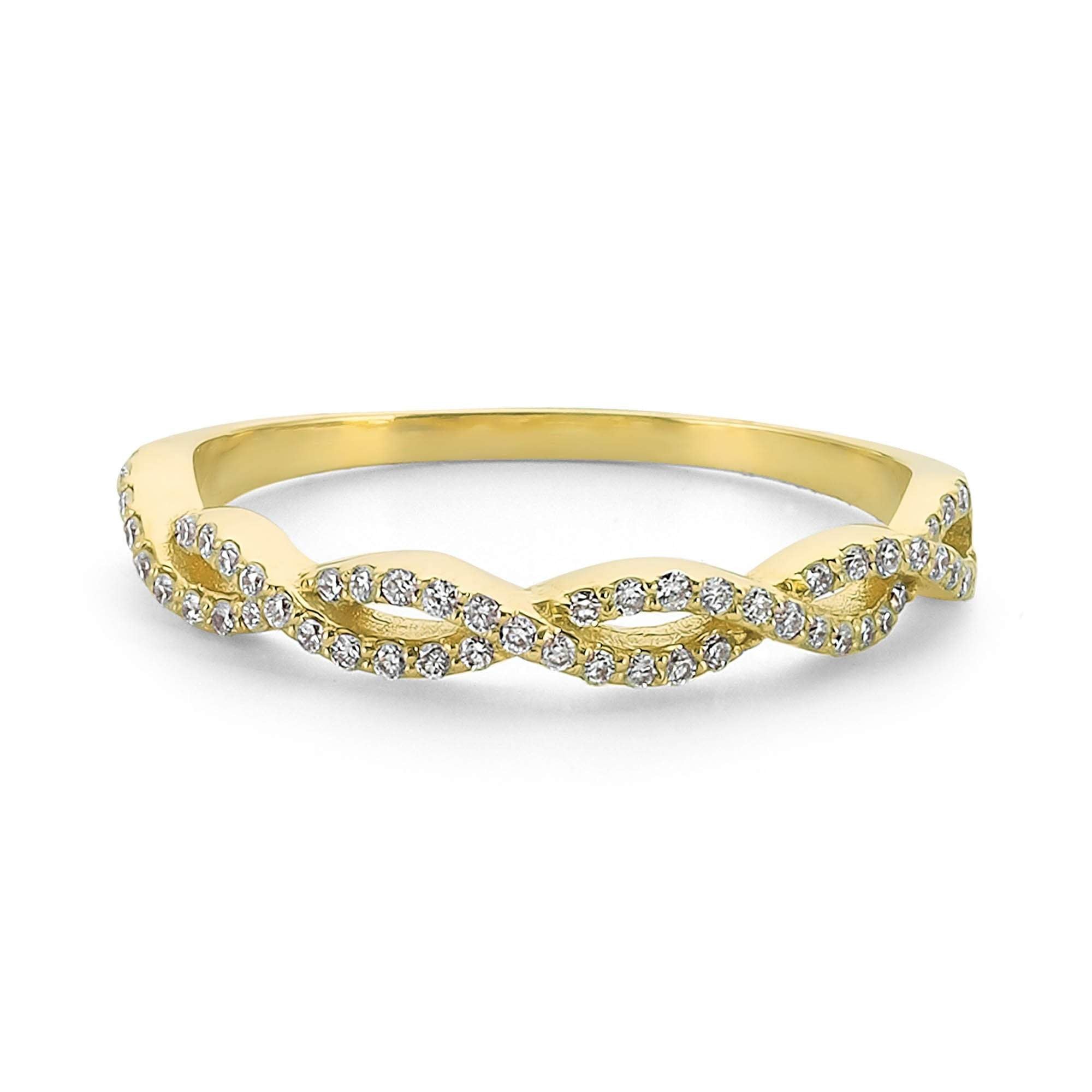14k Real Diamond Rope Ring with Pave Setting