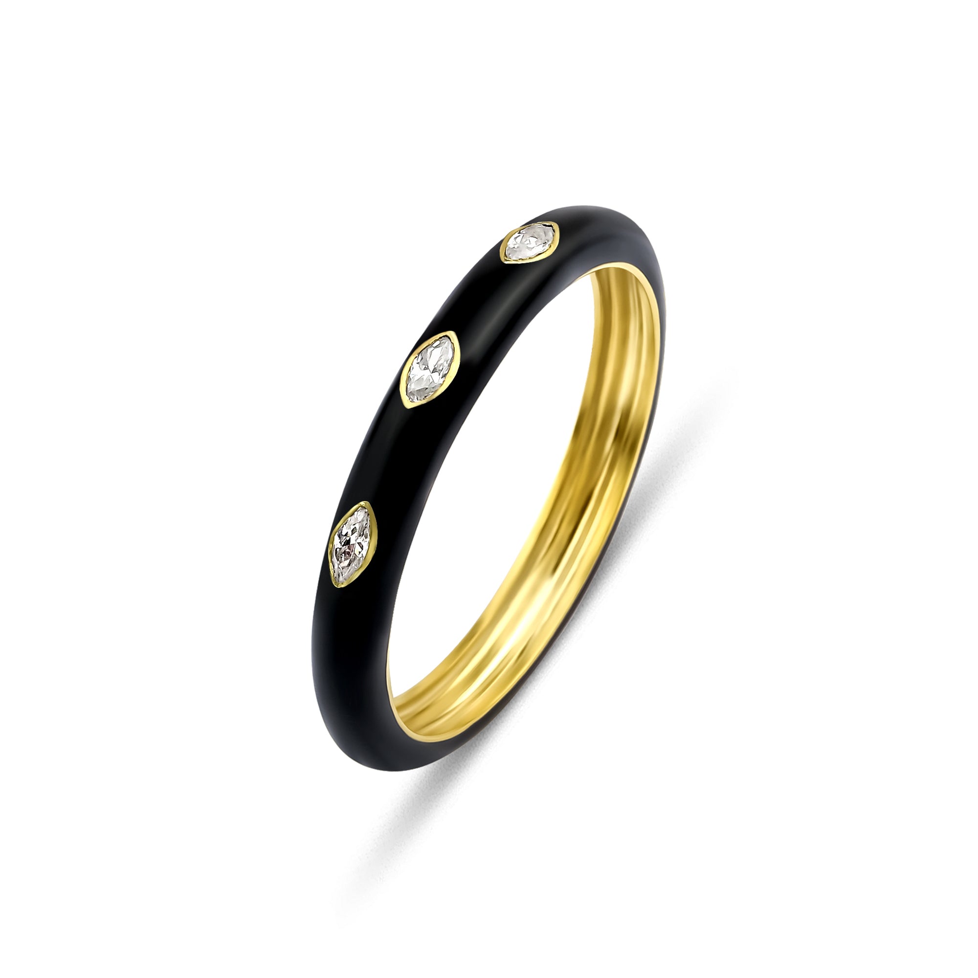 14k Real Gold Marquise Diamond Ring with Bezel Set