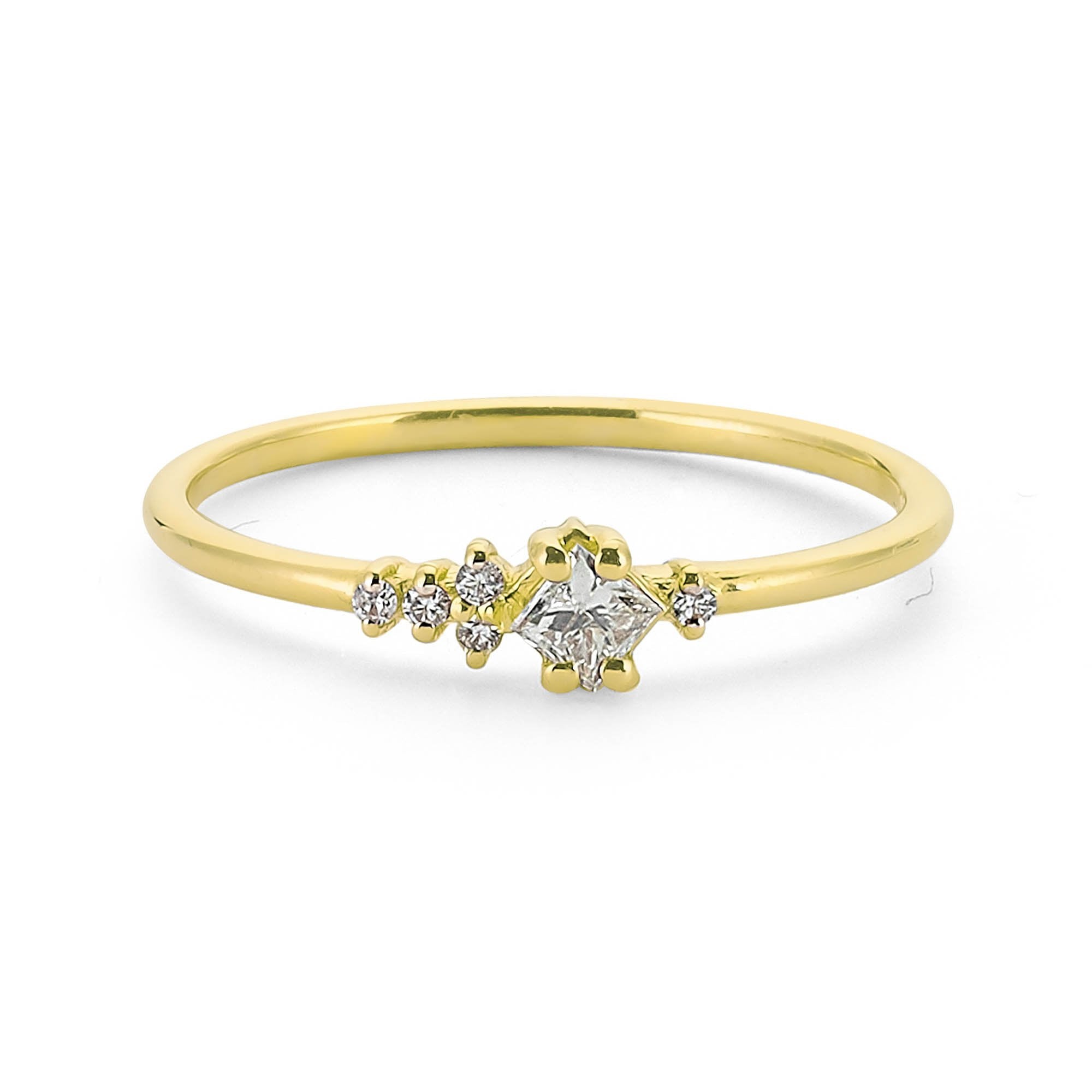 14k Solid Gold Princess Cut Diamond Engagement Ring