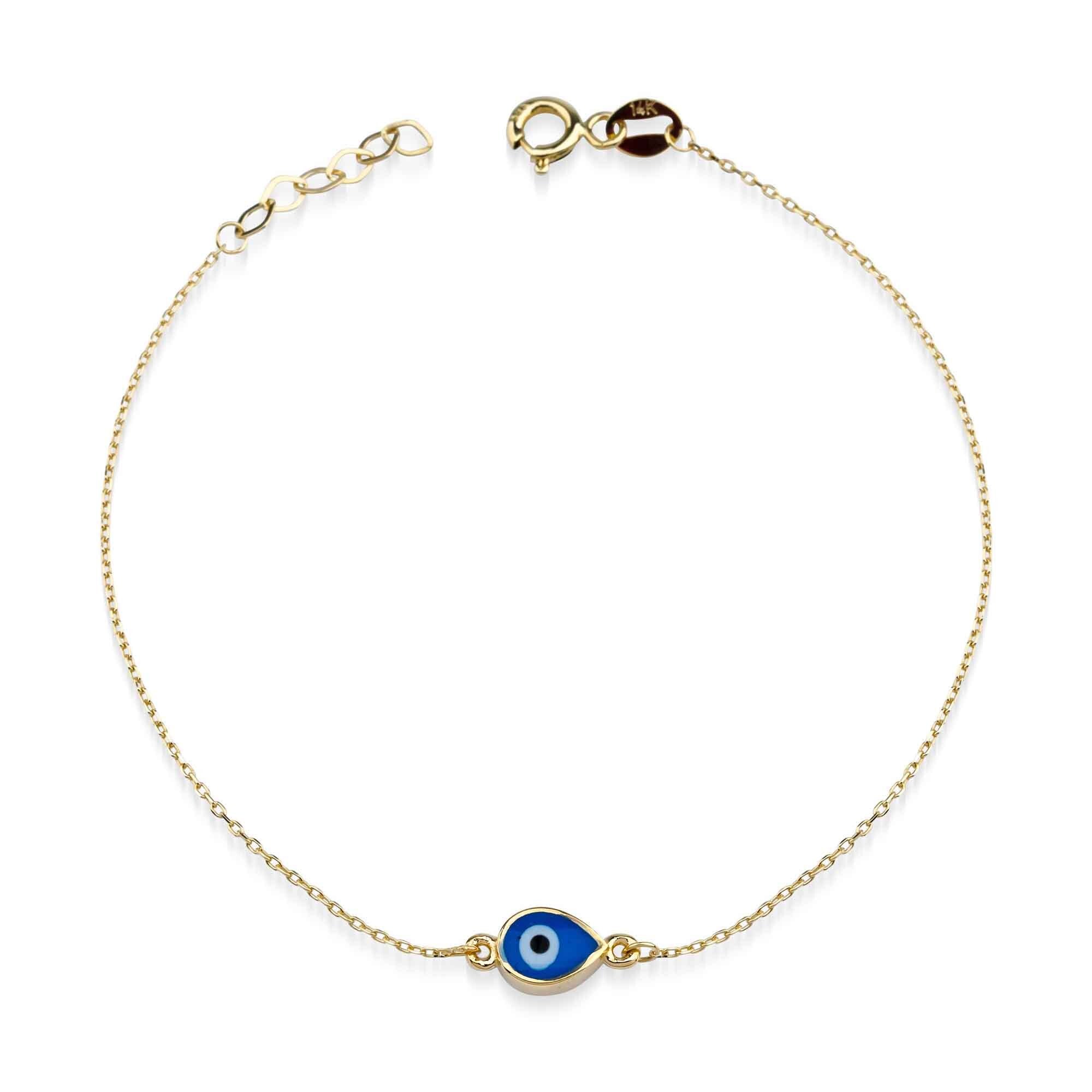 14kt Gold Evil Eye Good Luck Charm Bracelet