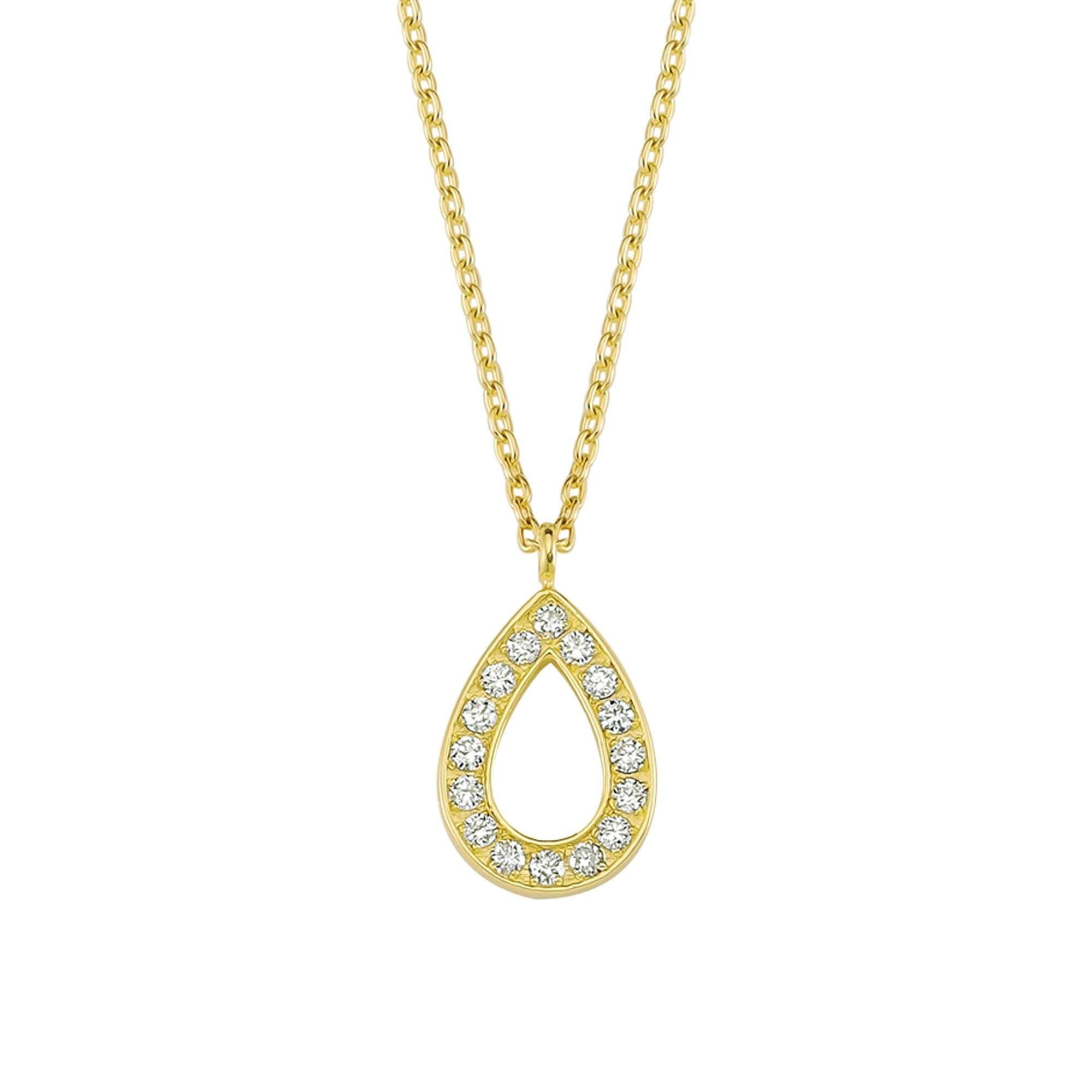 14kt Pear Shaped Pendant Necklace with Pave Diamond