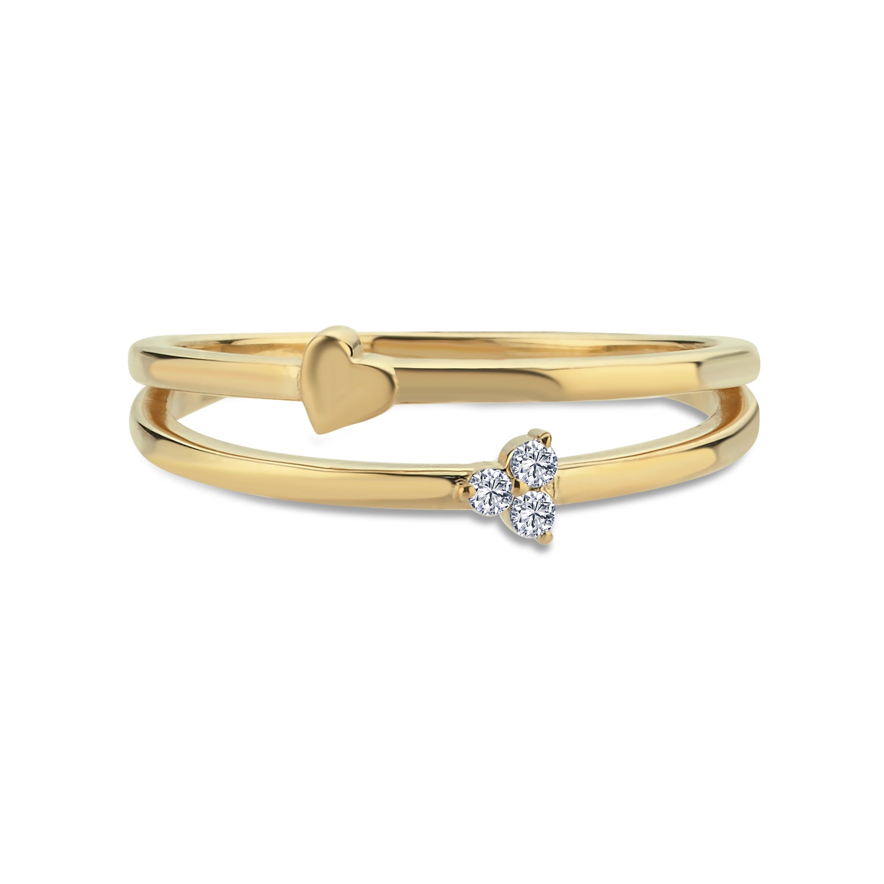 2 Row Diamond Heart Ring