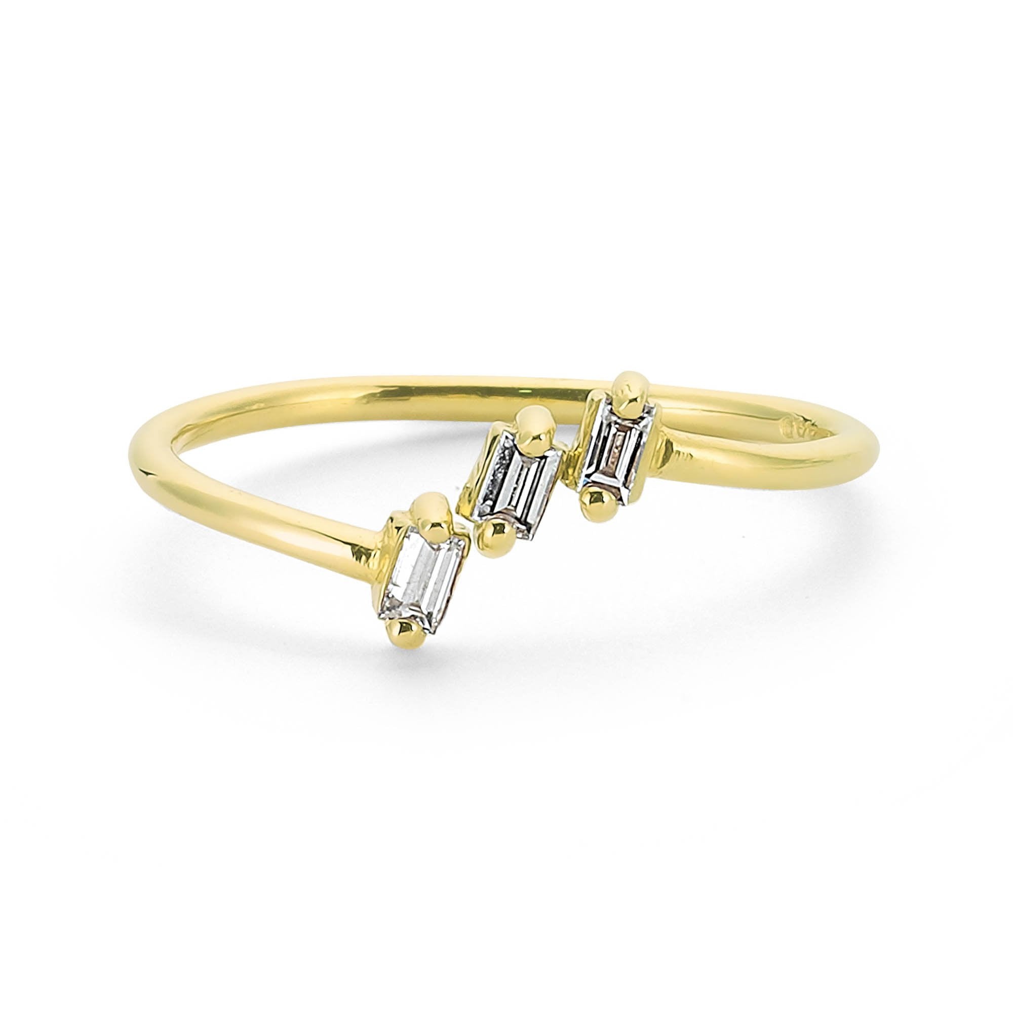 3 Baguette Diamond Curved Ring for Women