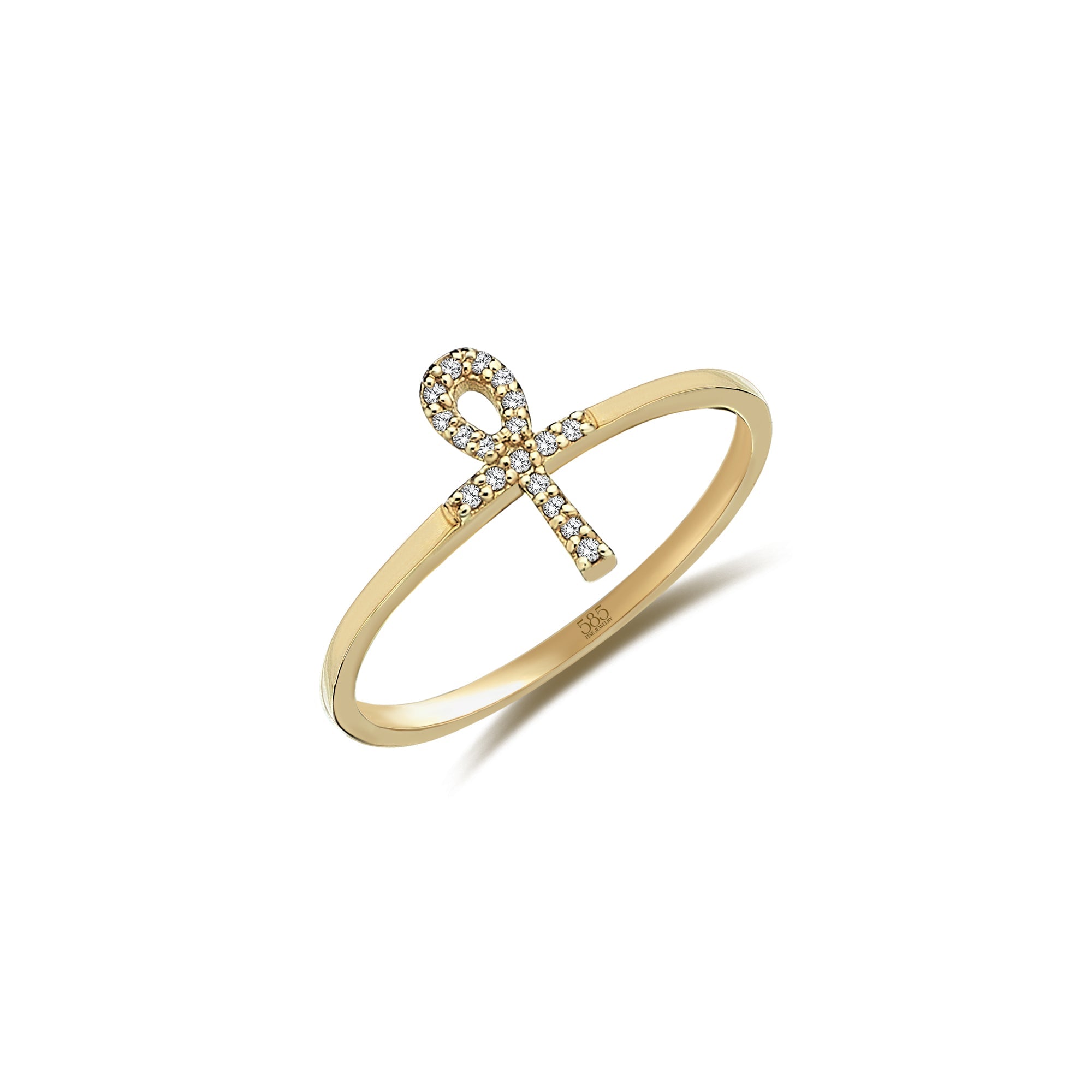 Ankh Symbol Ring with Diamond