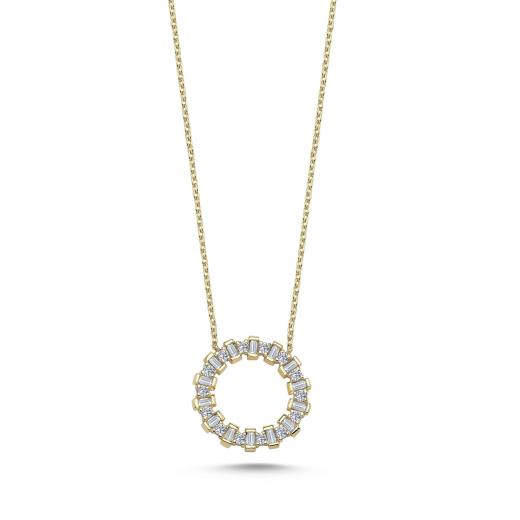 Baguette Diamond Open Circle Necklace