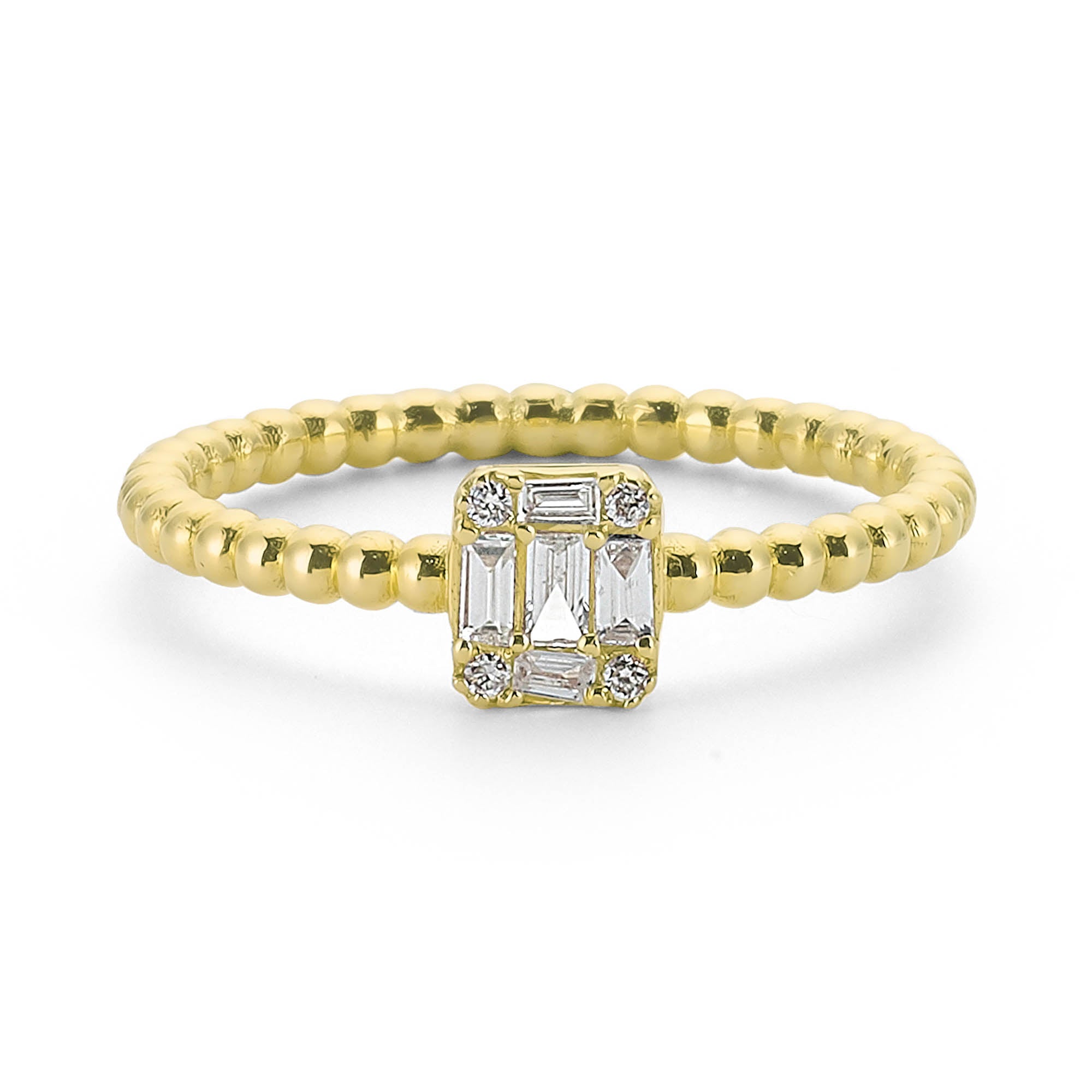 Baguette and Round Diamond Cluster Ring