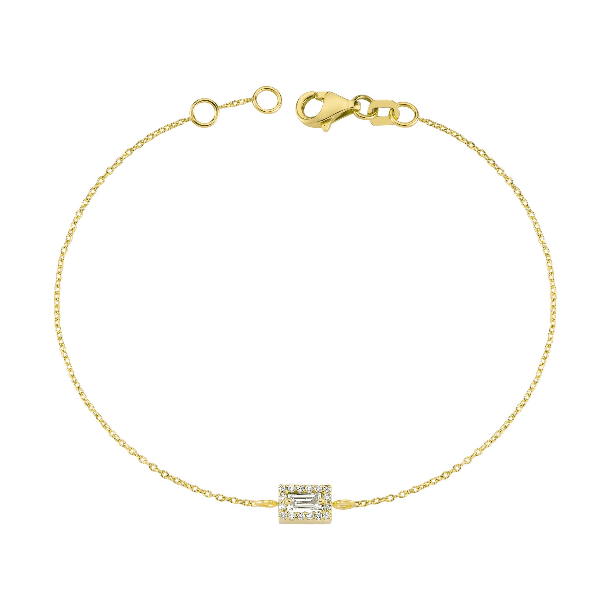 Baguette and Round Diamond Rectangle Shaped Bangle