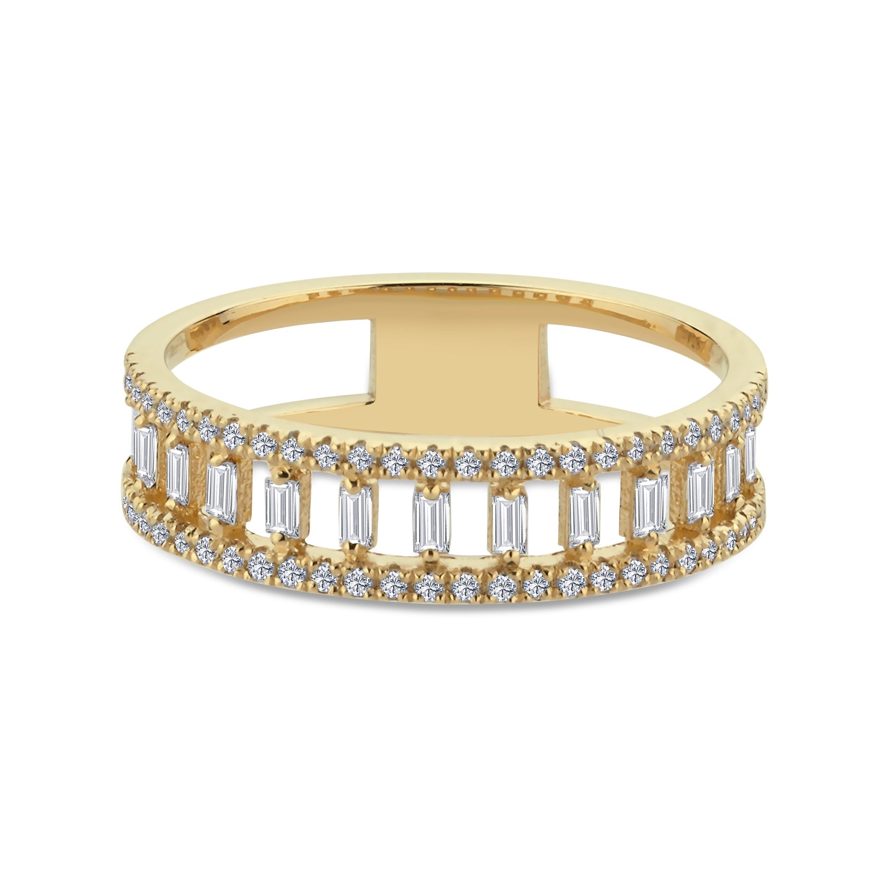 Baguette Diamond Cut Ring with 2 Bands