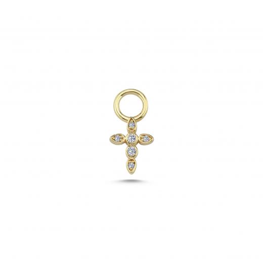 Bezel Diamond Cross Charm in 14k Gold