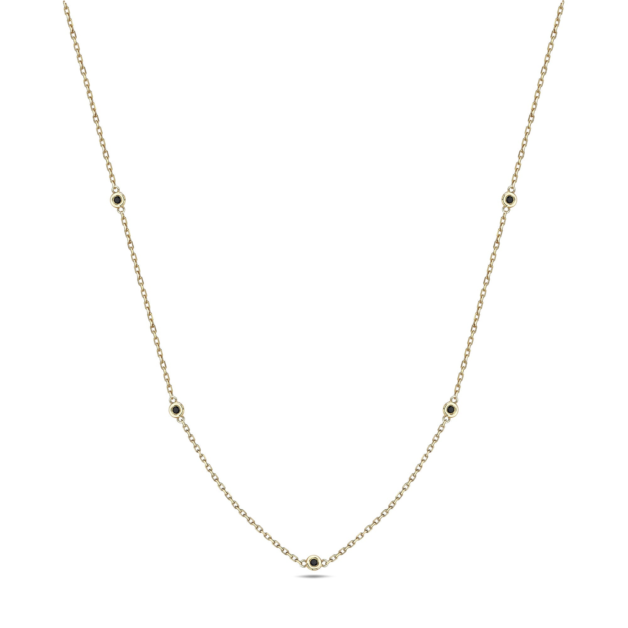 Bezel Chain Necklace with Black Diamond