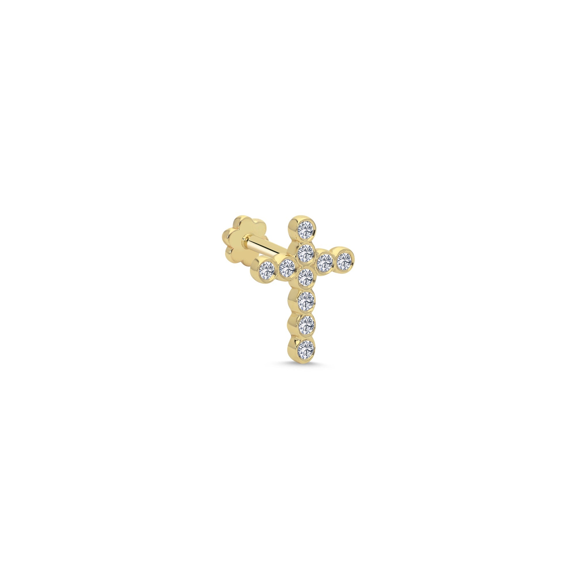 Bezel Diamond Cross Tragus Earring