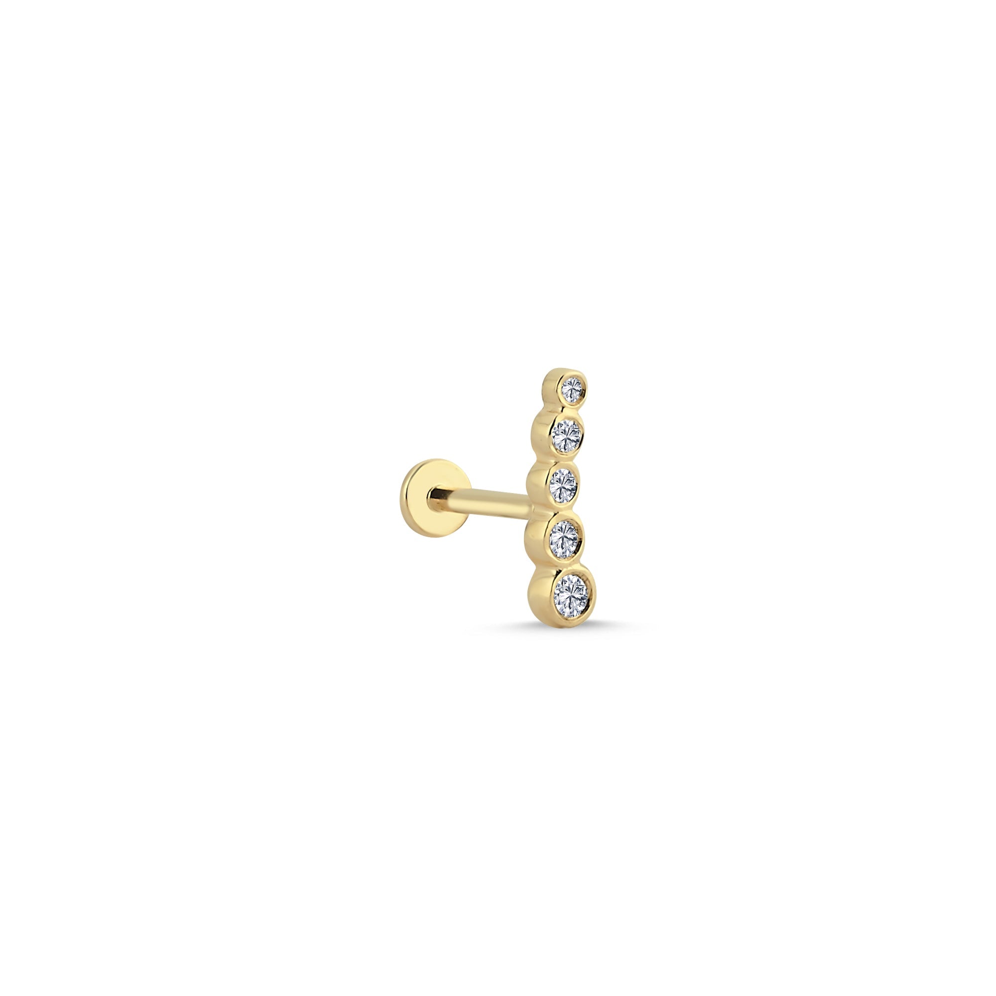 Bezel Diamond Curvy Tragus Earring