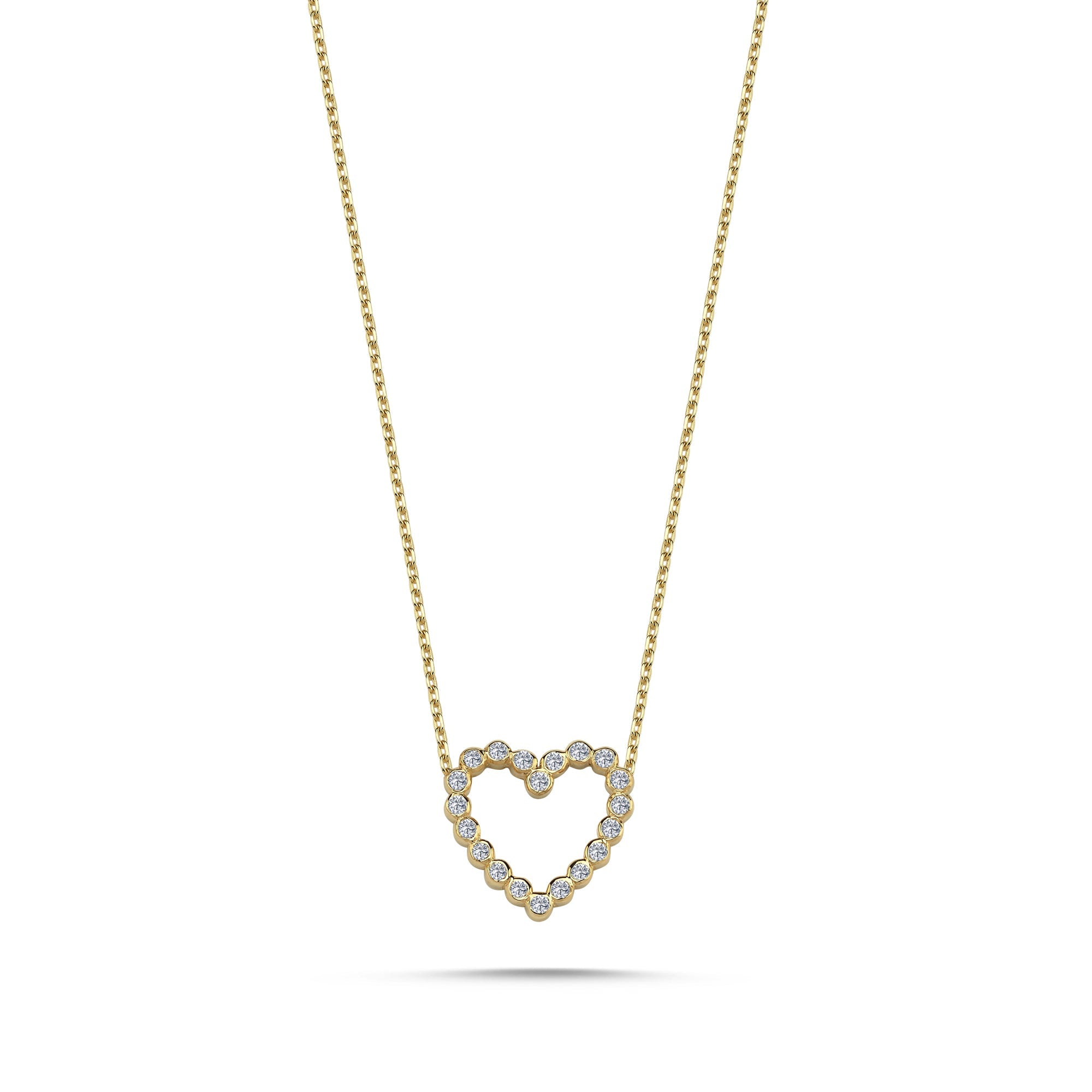 Bezel Diamond Heart Necklace