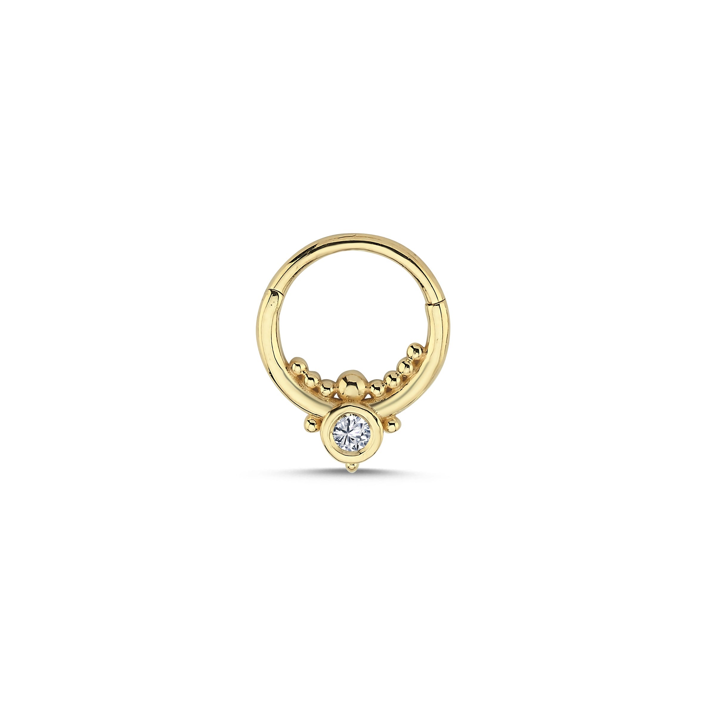 Bezel Diamond Helix Earring in Gold