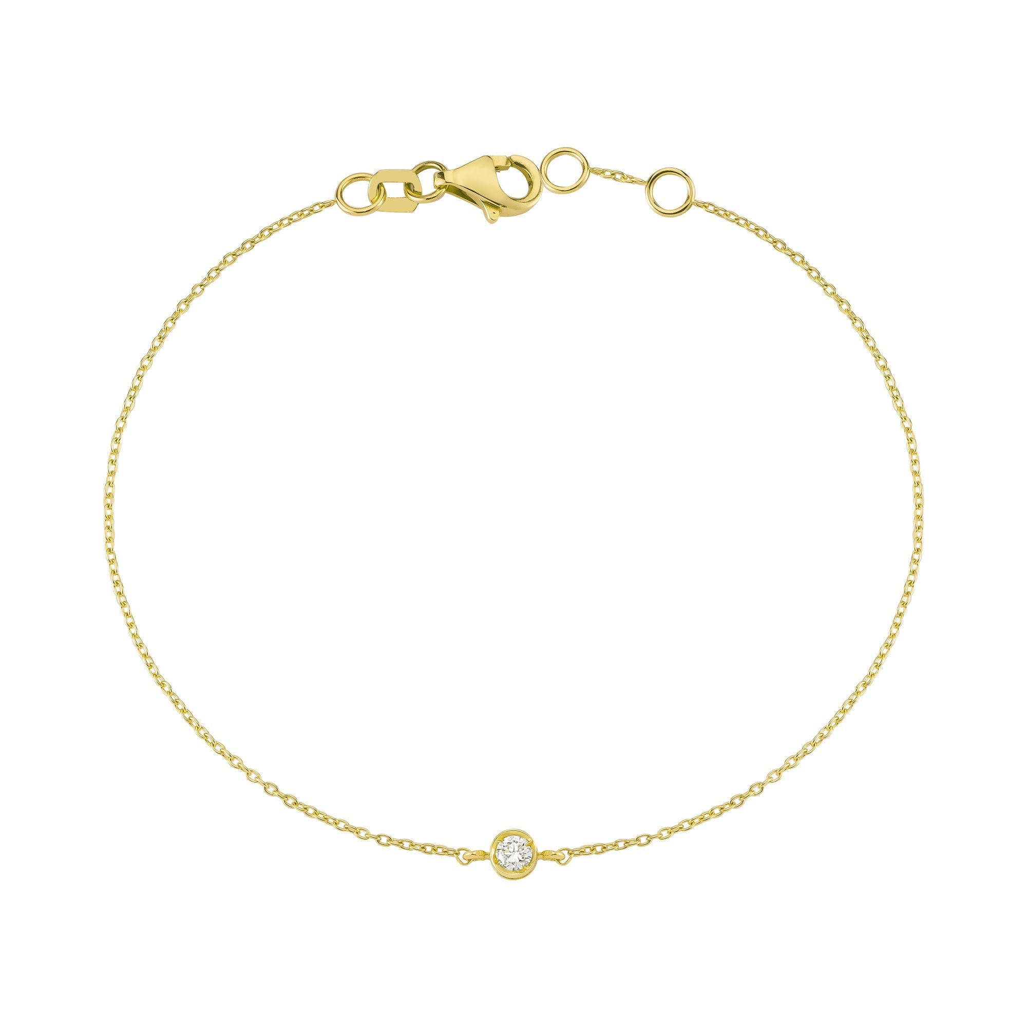 Bezel Diamond Solitaire Bracelet in Real Gold