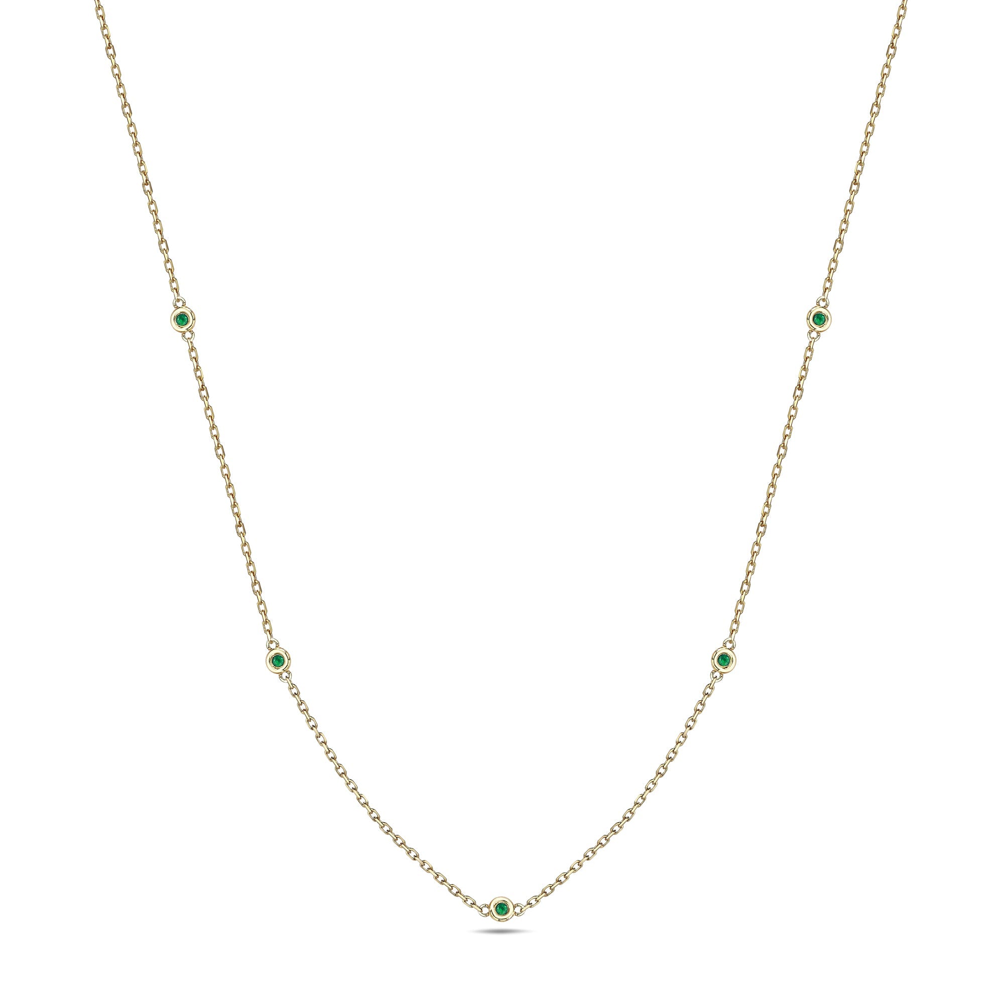 Bezel Emerald Chain Necklace