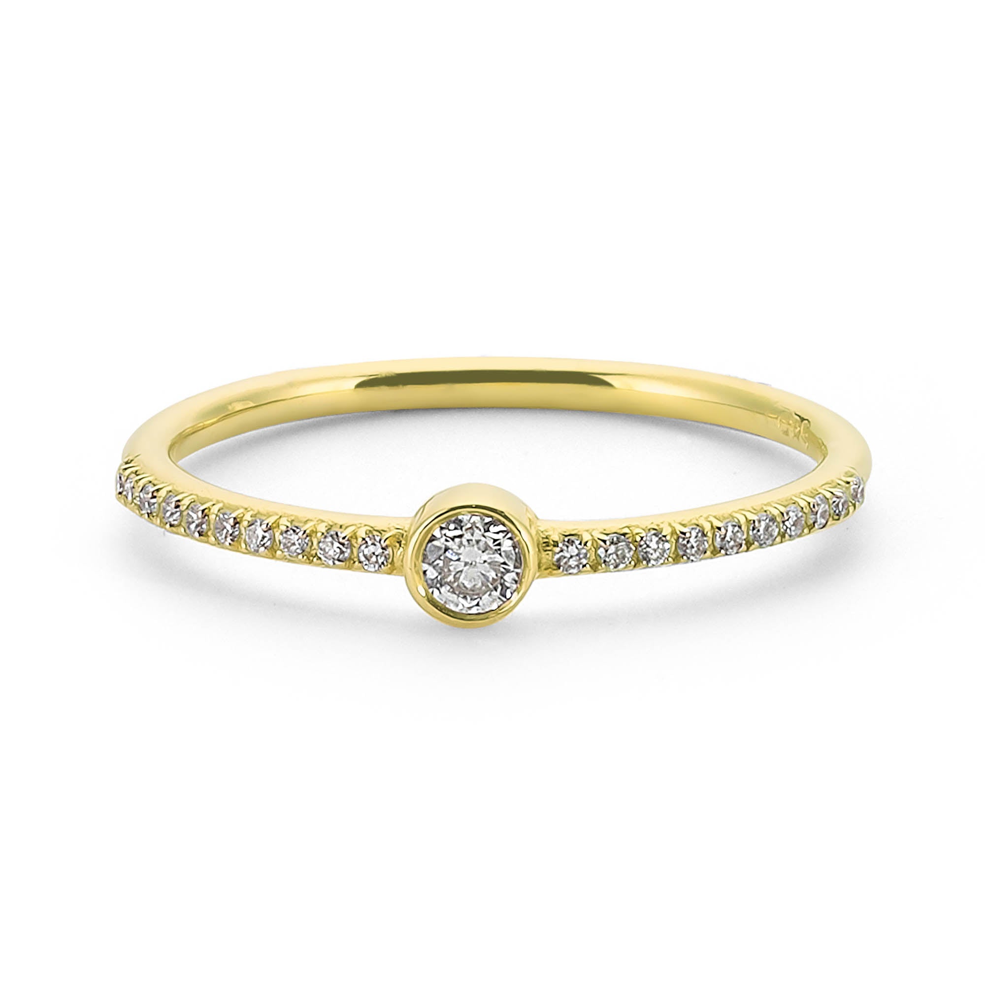 Bezel Set Diamond Engagement Ring in 14k