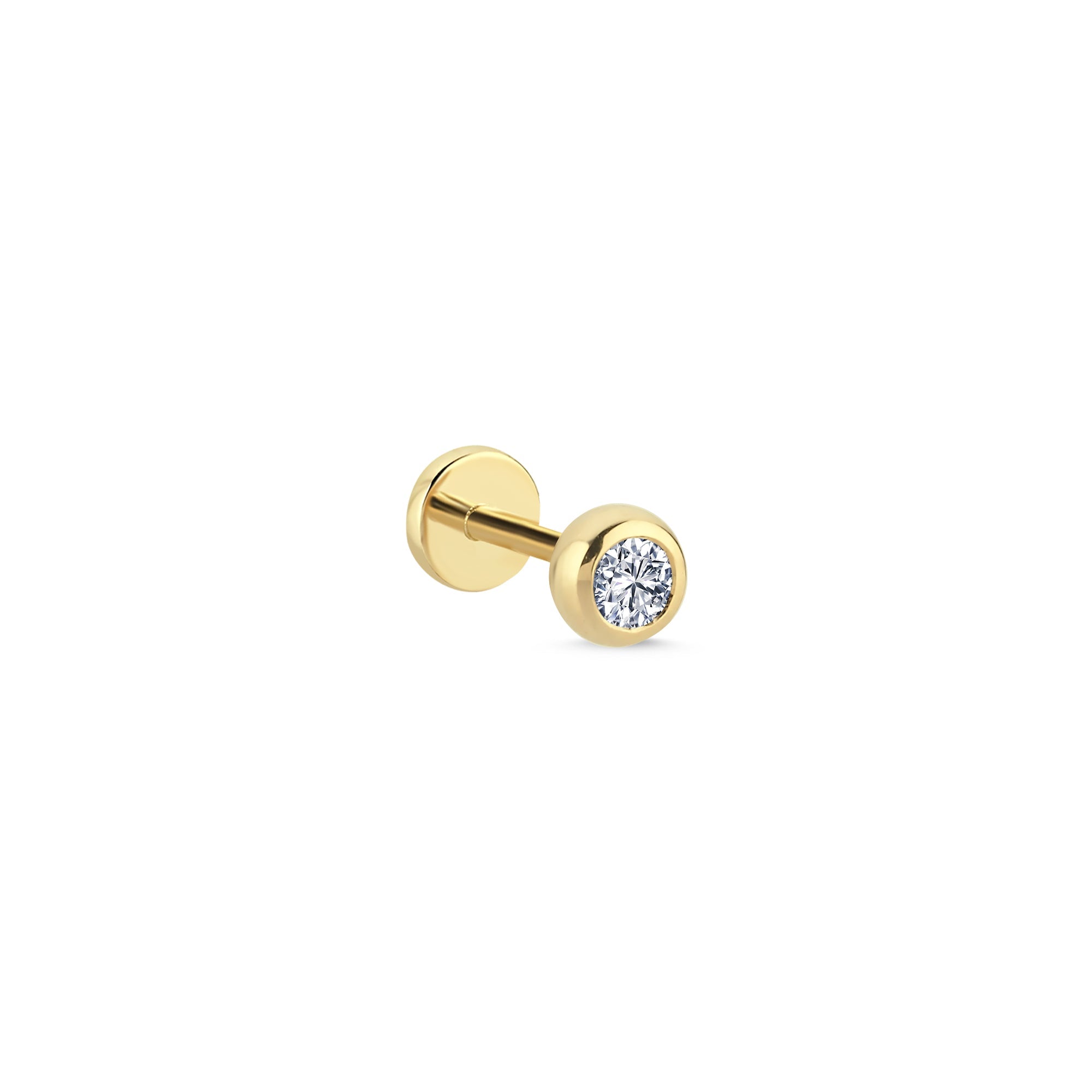 Bezel Solitaire Diamond Tragus Earring