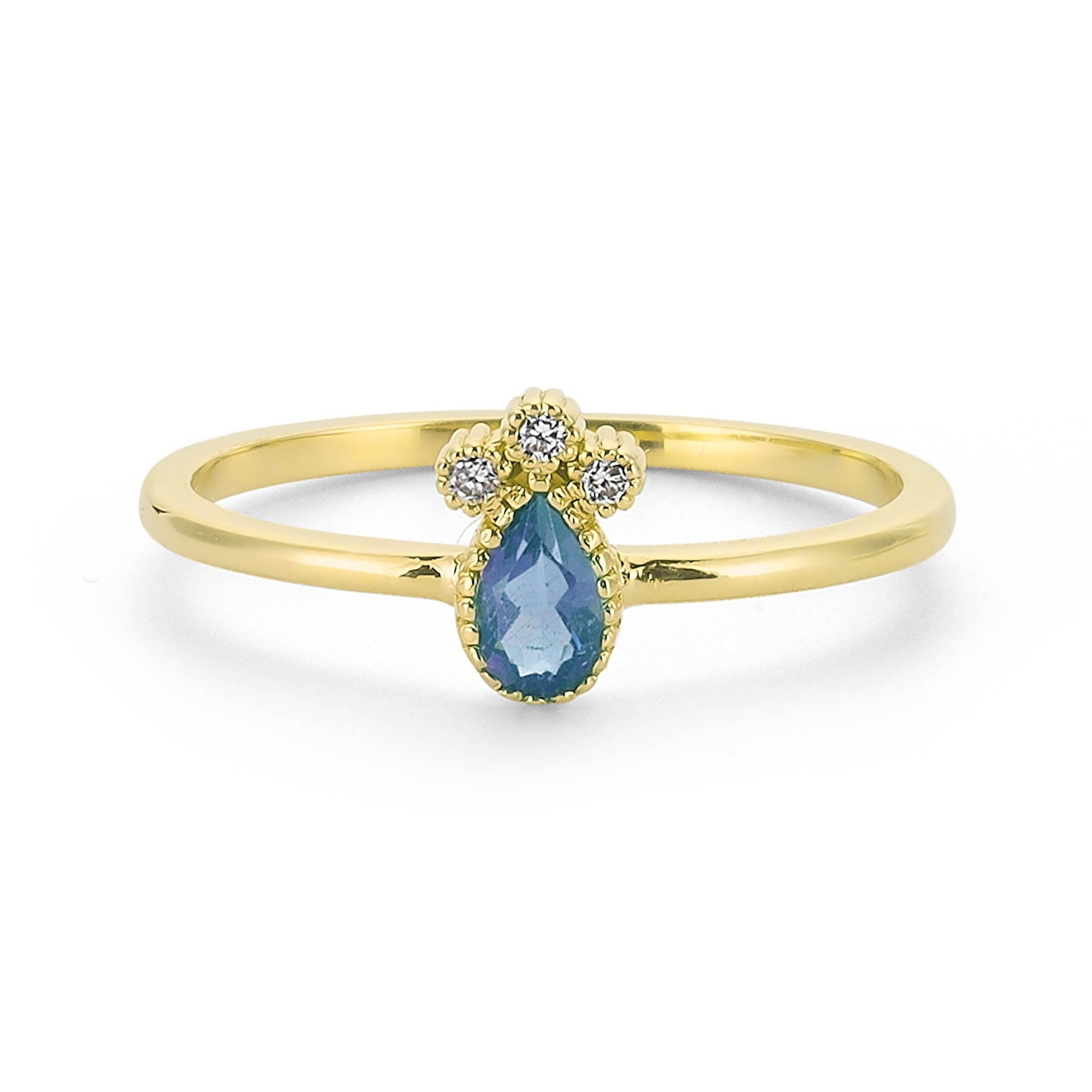 Blue Topaz and Diamond Stackable Ring