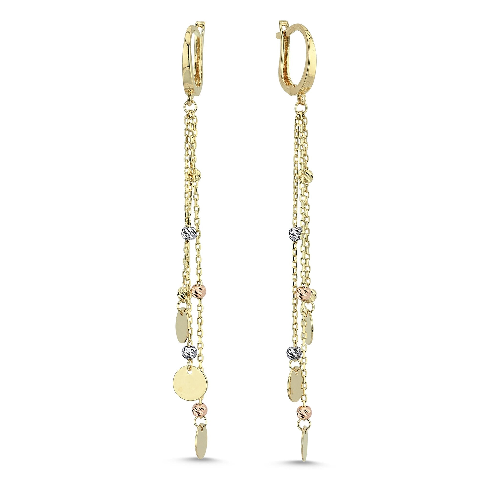 Bold Chain Tassel Earrings in Solid 14k Yellow Gold