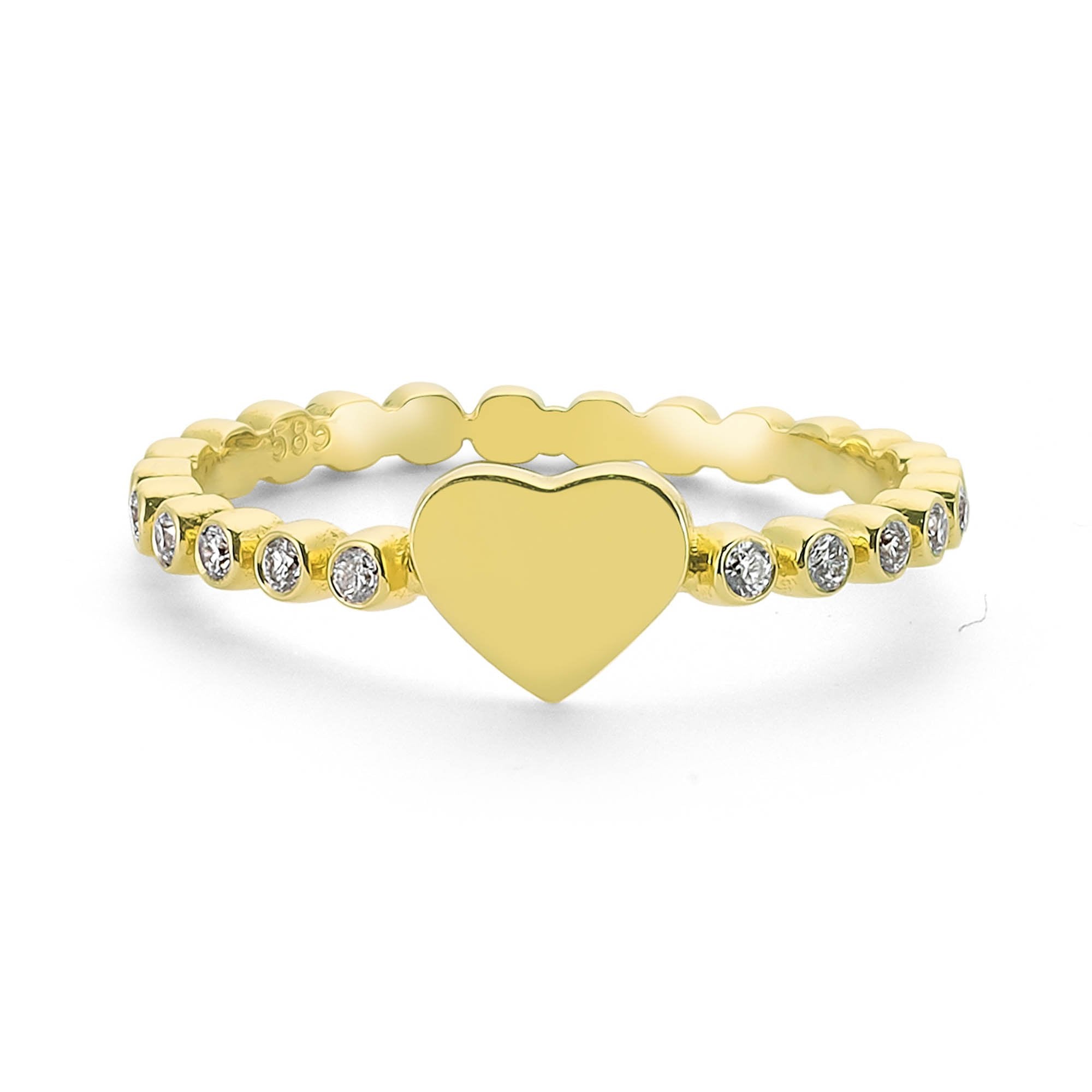Bold Heart Ring with Bezel Diamond Shank