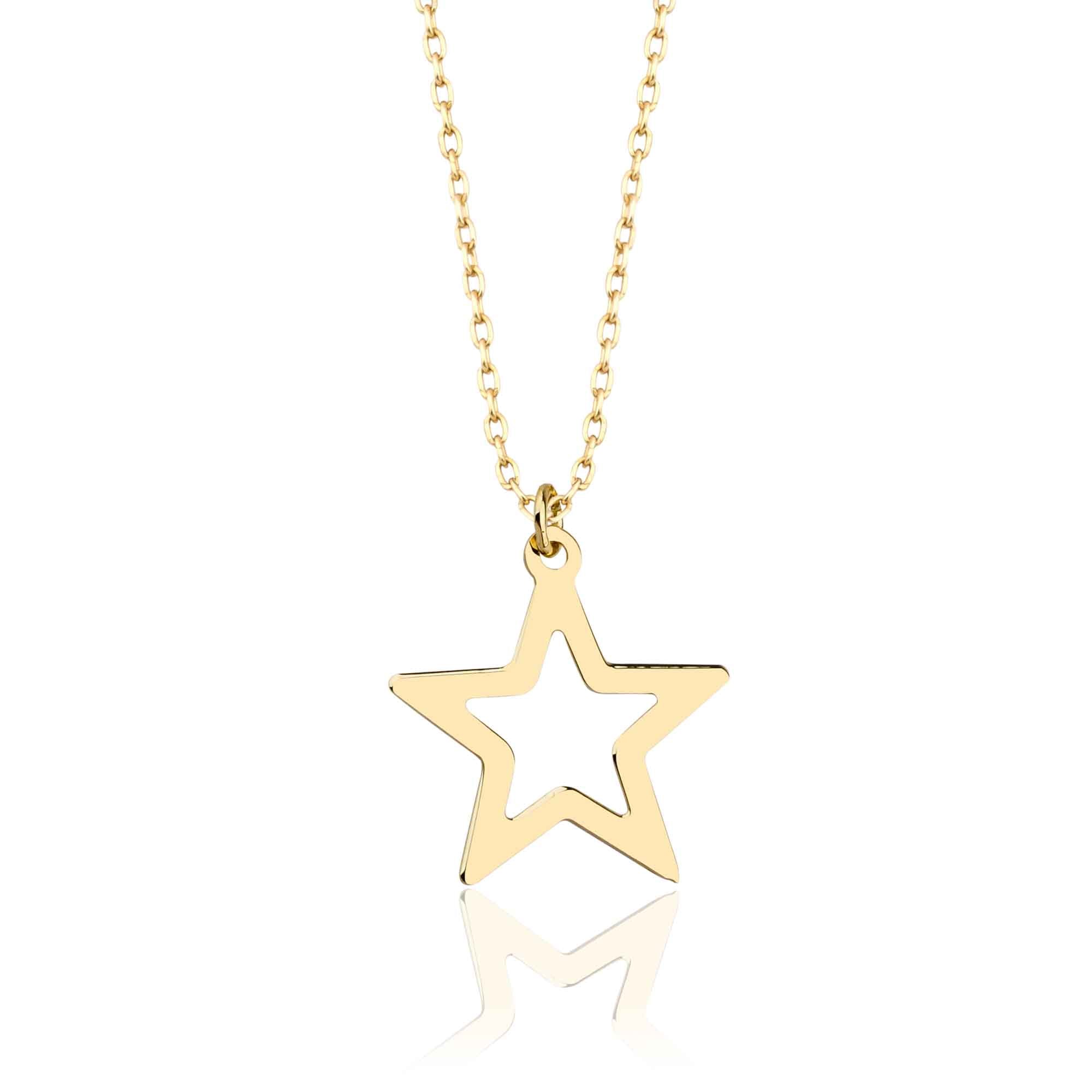 Celestial Star Charm Necklace in 14k Solid Gold