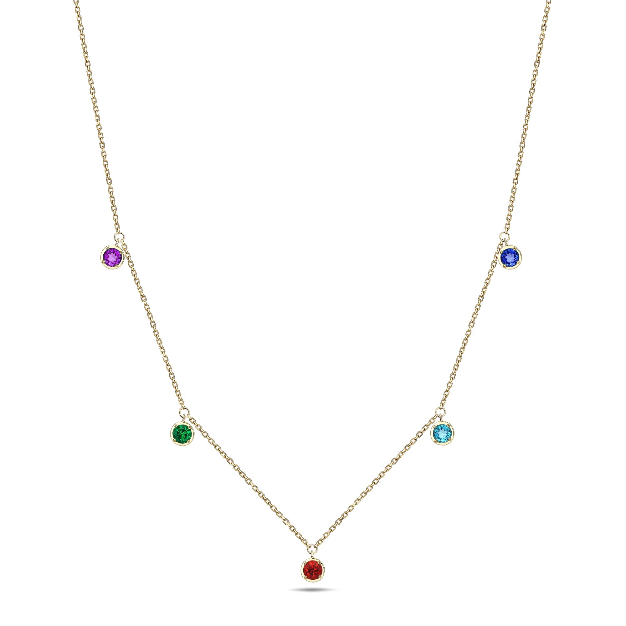 Colorful Sapphire Necklace with Dangle Bezel