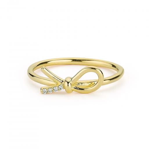 Cute 14k Gold Ribbon Ring with Diamond