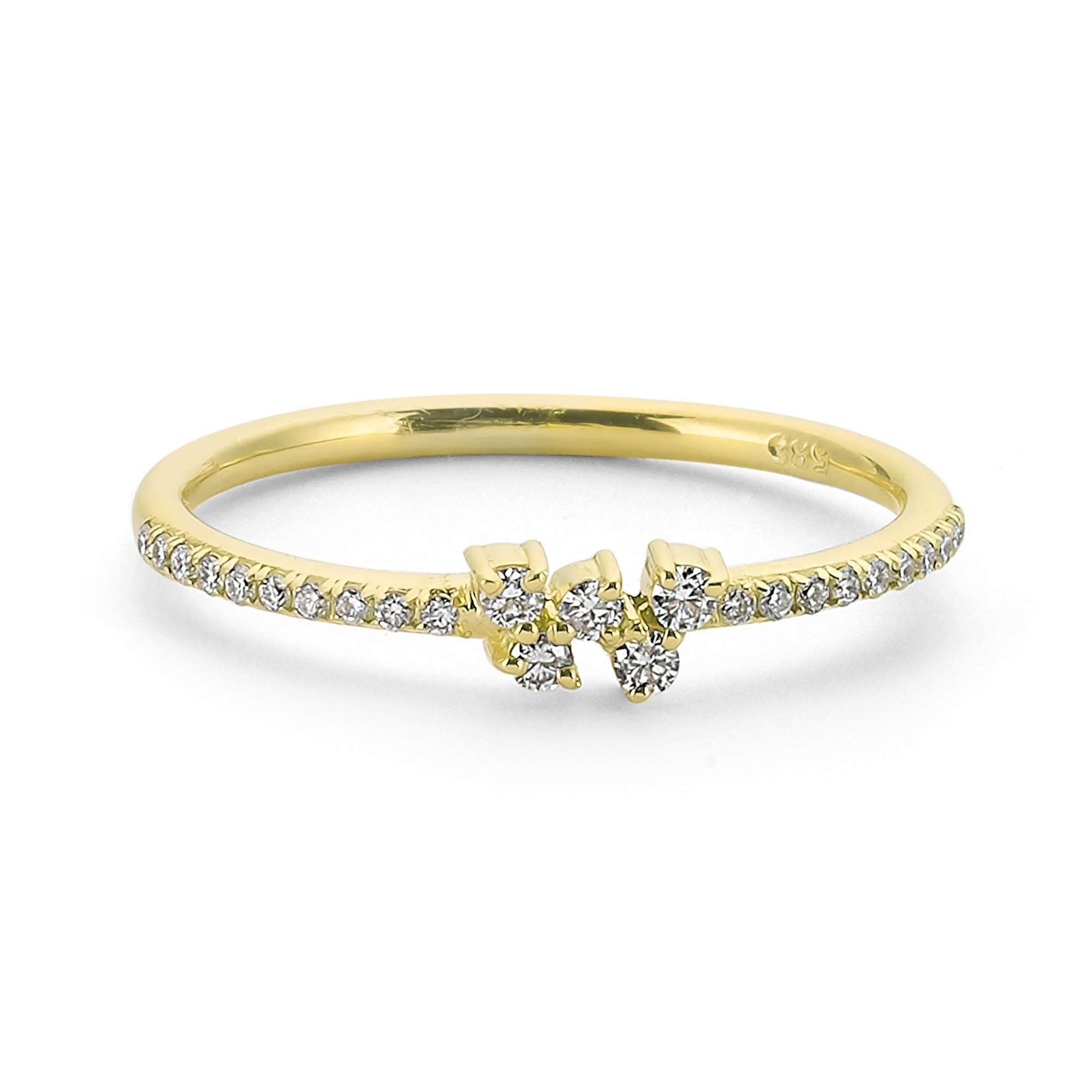 Dainty 14k Cluster Diamond Stacking Ring